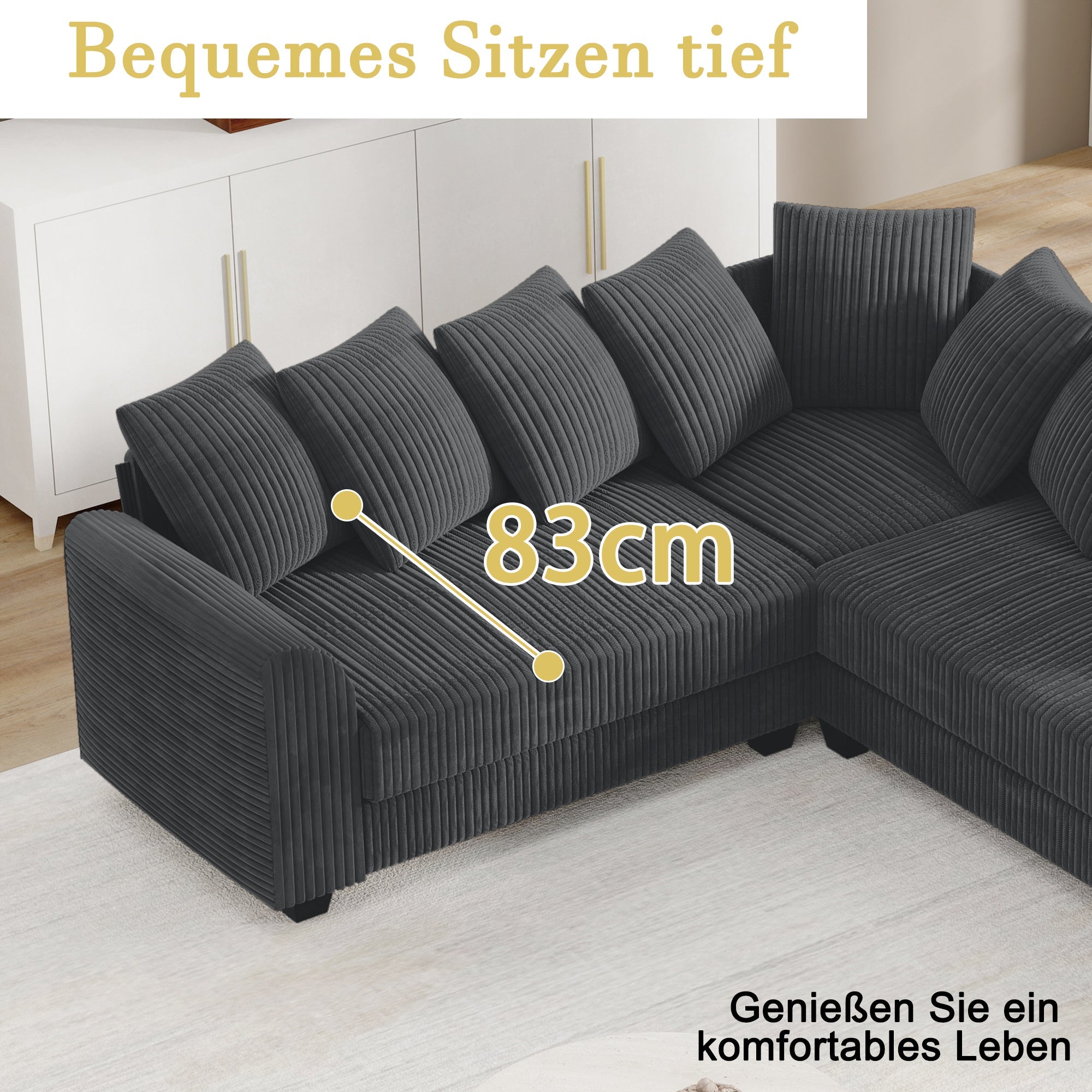 Modular L-Shaped Combination Sofa Repositionable Cushions