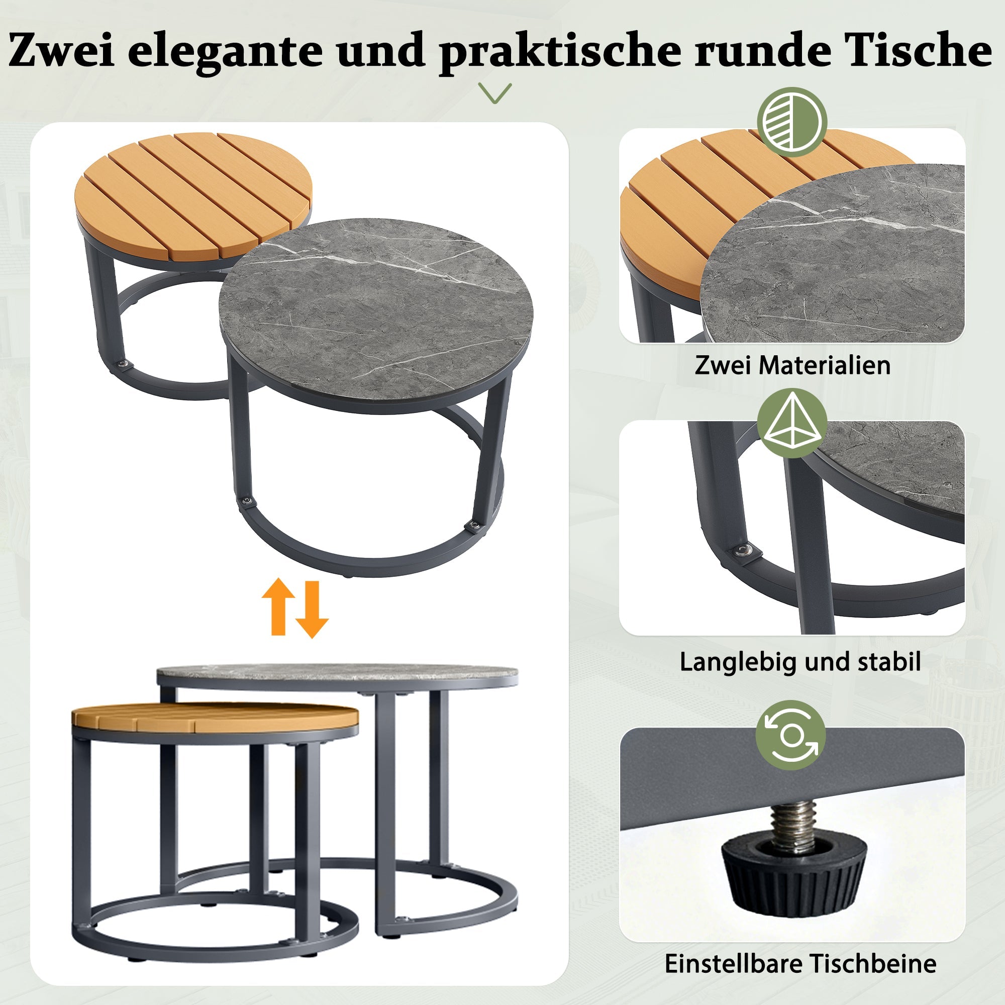 Garden Lounge Set Modular 5-6 Seater Adjustable Legs - Grey