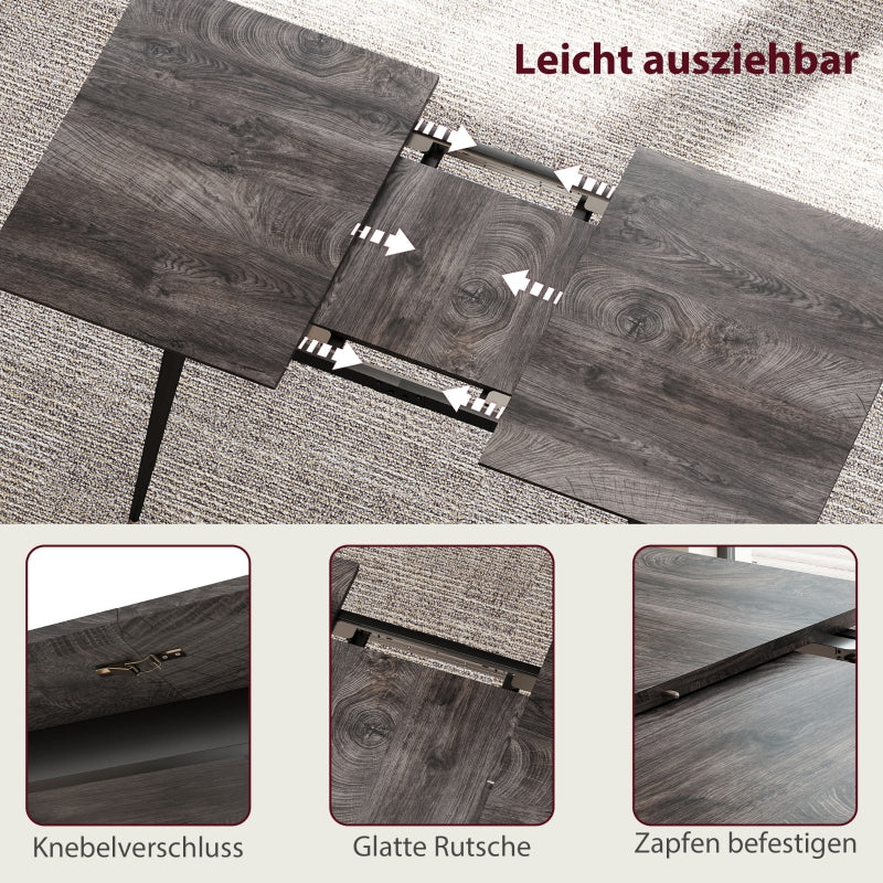 Extendable Dining Table 6-8 Seater Solid Steel Legs
