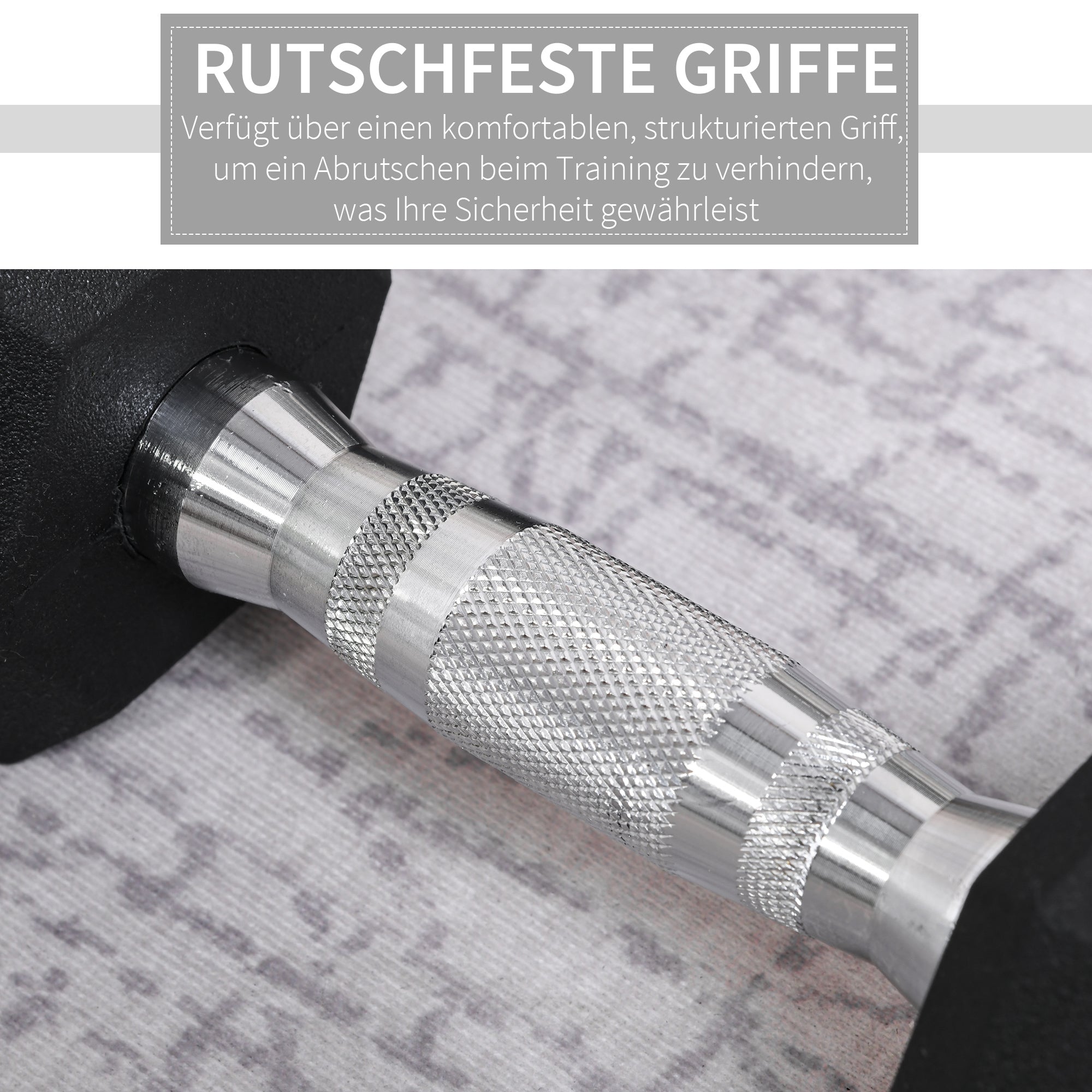 Hexagon Dumbbells Set of 2, Knurled, Rubber Black