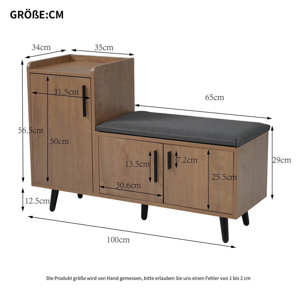 Wooden cabinet with dimensions labeled in centimeters