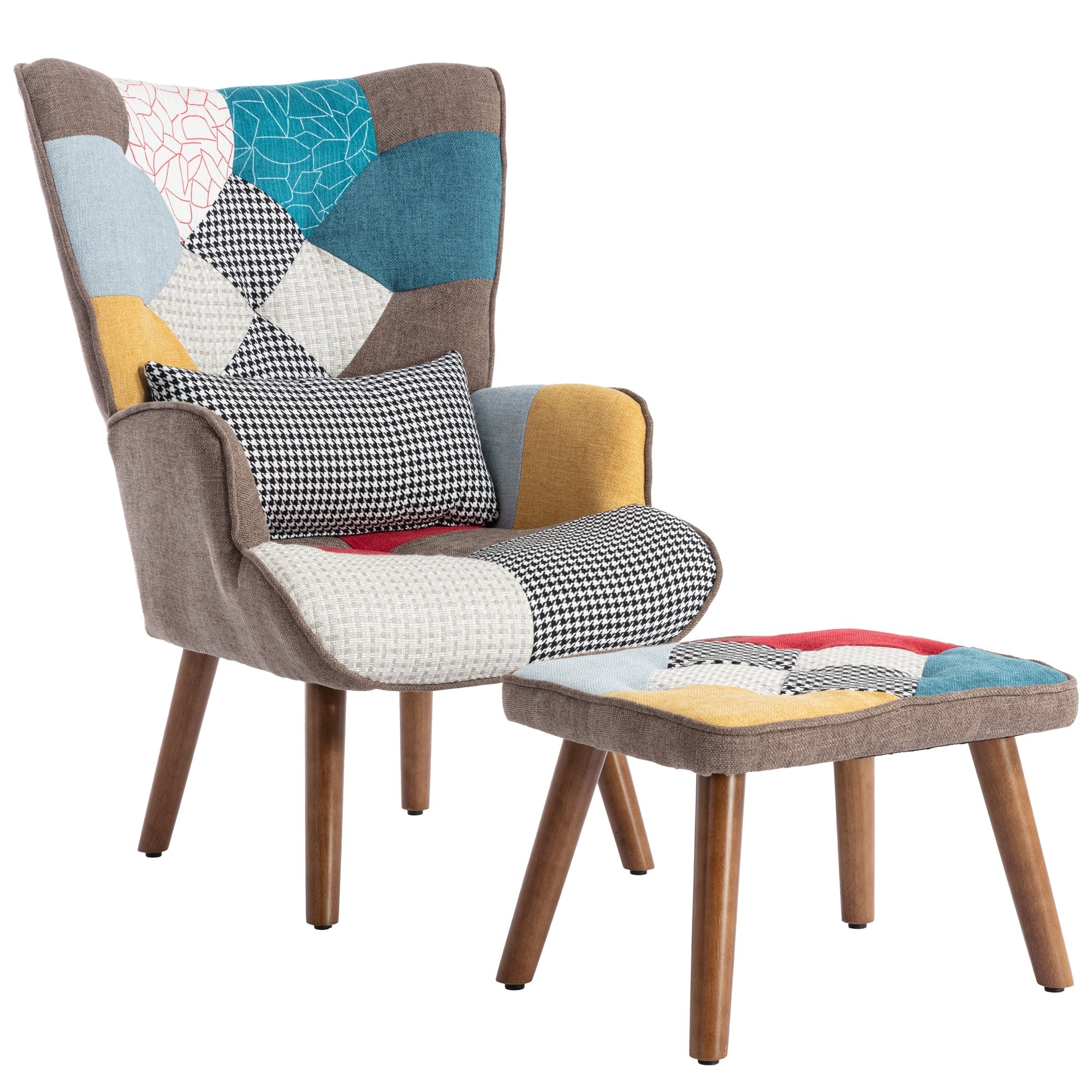 Multi-colour Lounge Chair with Footrest, Backrest, and Cushion, Living Room/Lounge Chair Combination