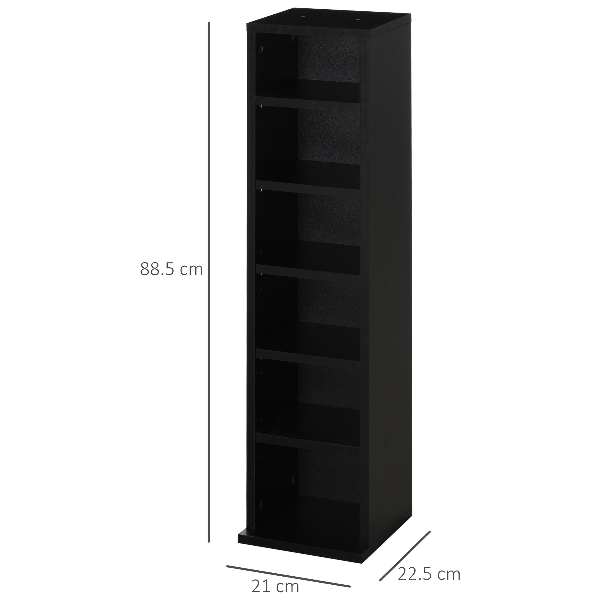 Media Display Shelf Set of 2, 204 CD/Blu-Ray Adjustable Tower Rack, Black