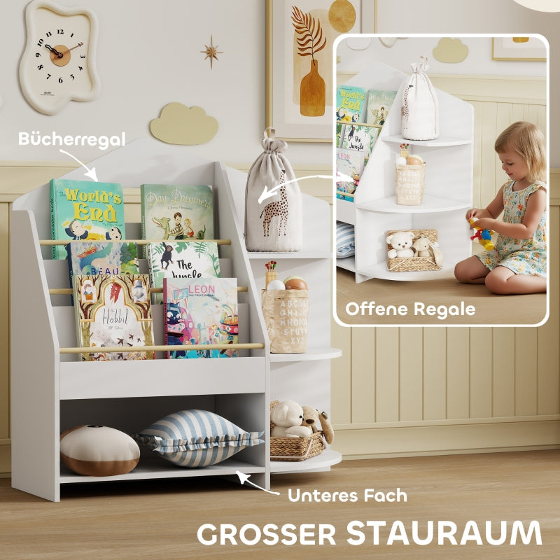 Children's Shelf 7 Shelves Rounded Edges - White