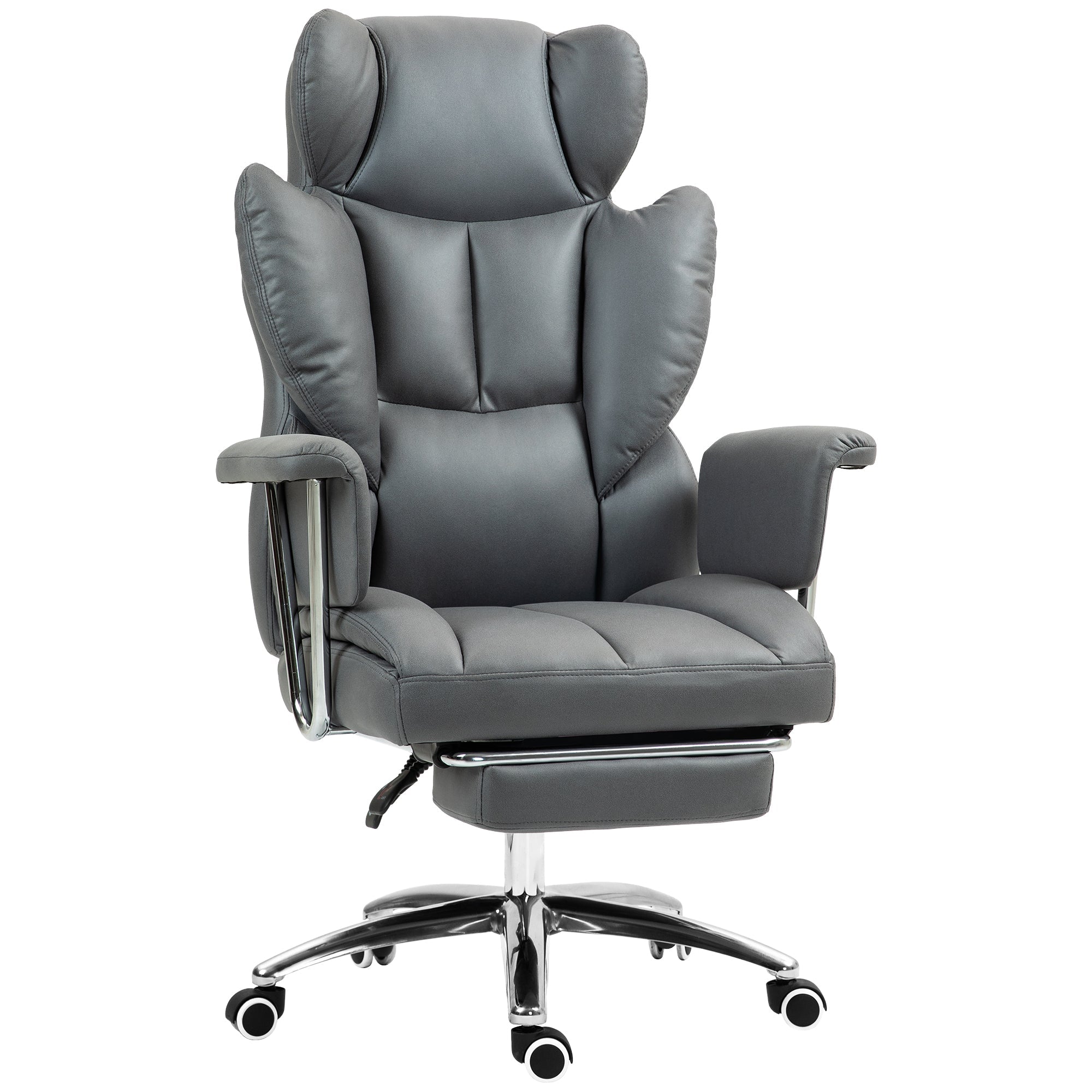 Office Chair Reclining Ergonomic Adjustable Swivel with Footrest Dark Grey