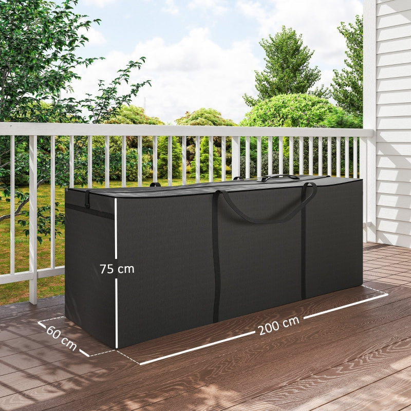Gartenkissen-Aufbewahrungstasche, wasserdicht, UV-beständig, 600D Oxford, Schwarz