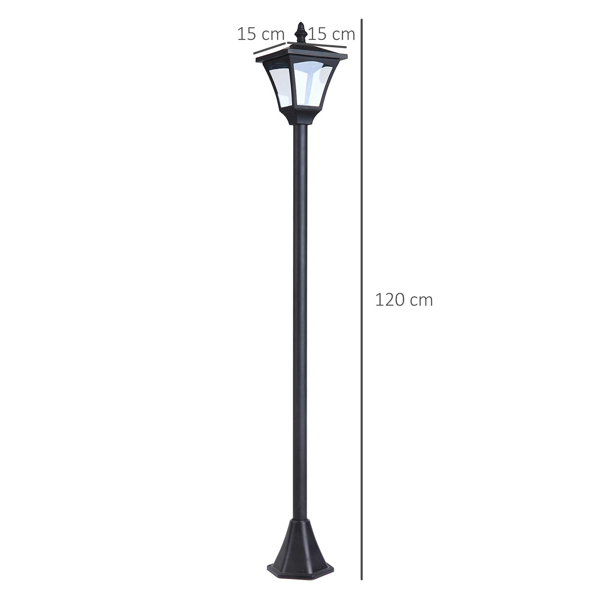 Solar Lantern LED 10 Lumen 15 x 15 x 120cm Black