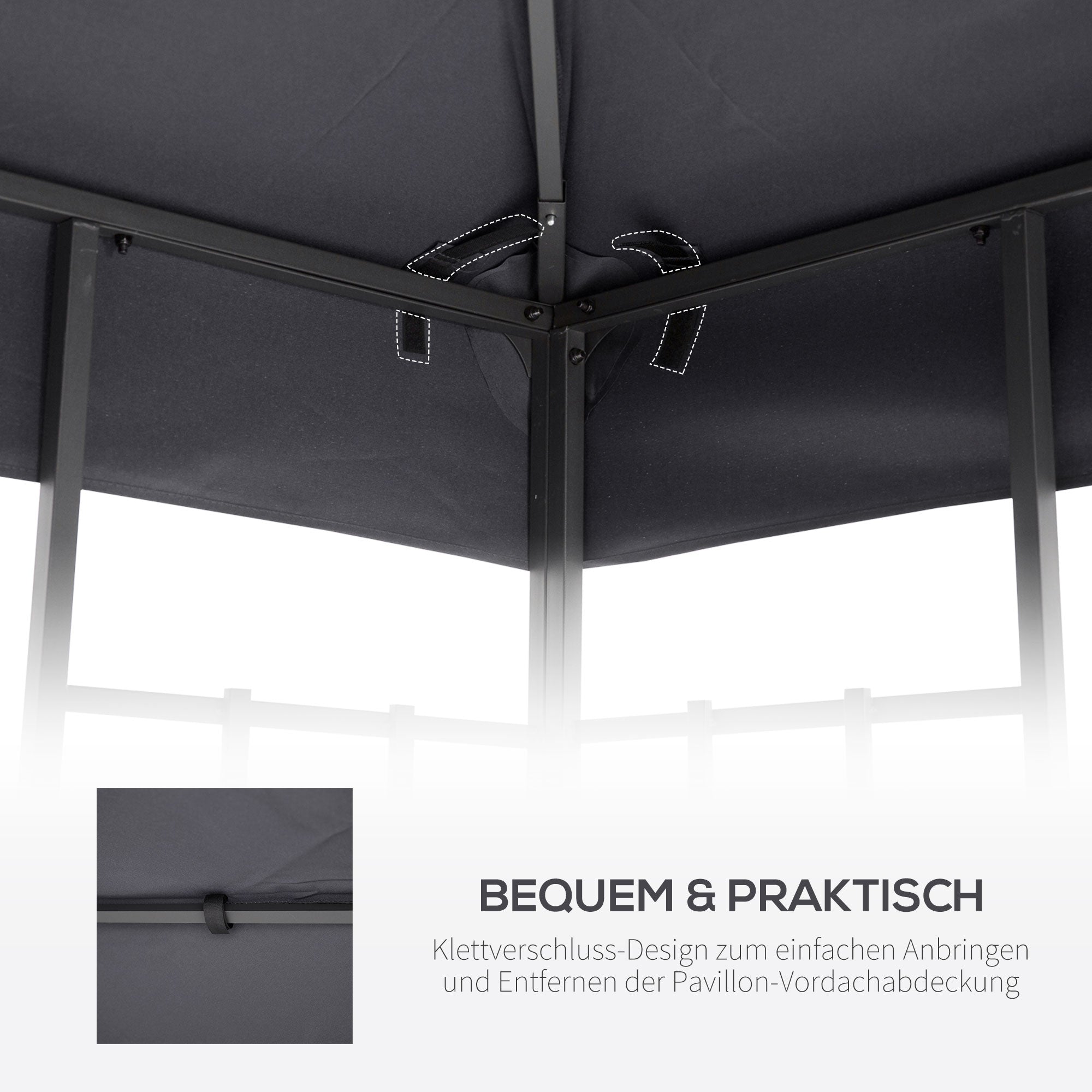 Replacement Roof 3x3m Metal Gazebo Weatherproof Polyester, Dark Grey