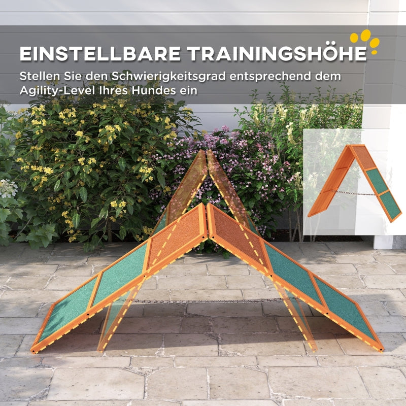Agility Dog Ramp, Foldable, Adjustable Height, Non-Slip, Fir Wood