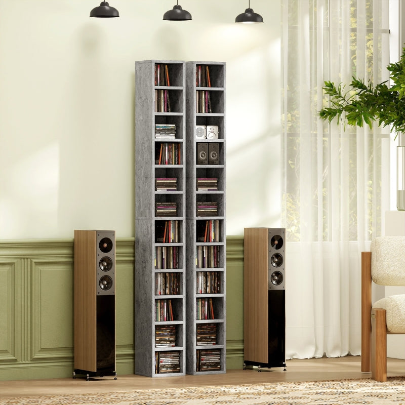 Media Storage Tower 204 CD Tall Narrow Cement Grey