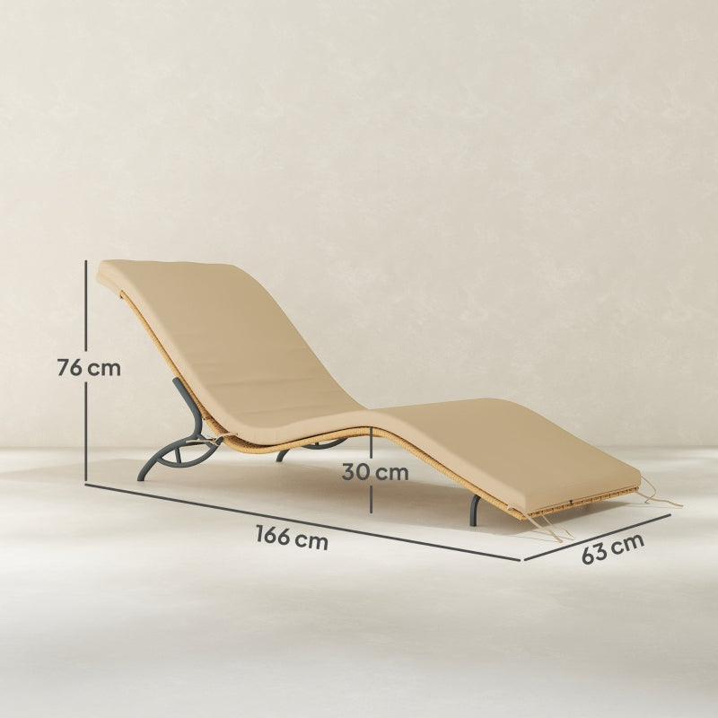 Sonnenliege, wasserabweisend, 120 kg Tragkraft, Polyrattan Beige