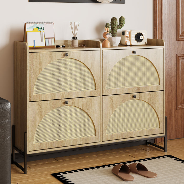 Shoe cabinet 4 flaps adjustable narrow for hallway