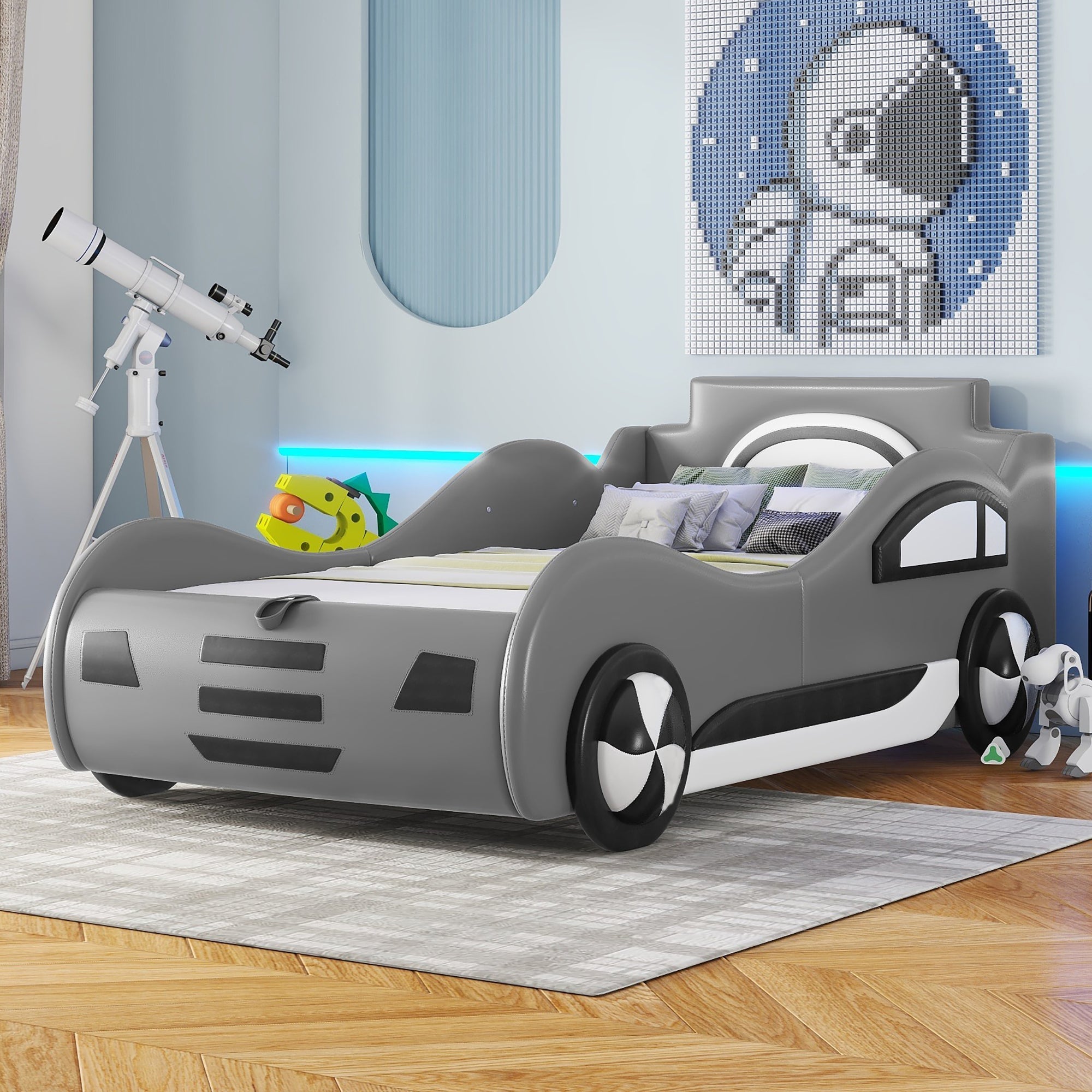 Car Bed 90x200cm Under-Bed Storage - Grey