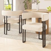 Dining Chair 2-Piece Set, Ergonomic Luxury with Curved Backrest, Beige Fabric