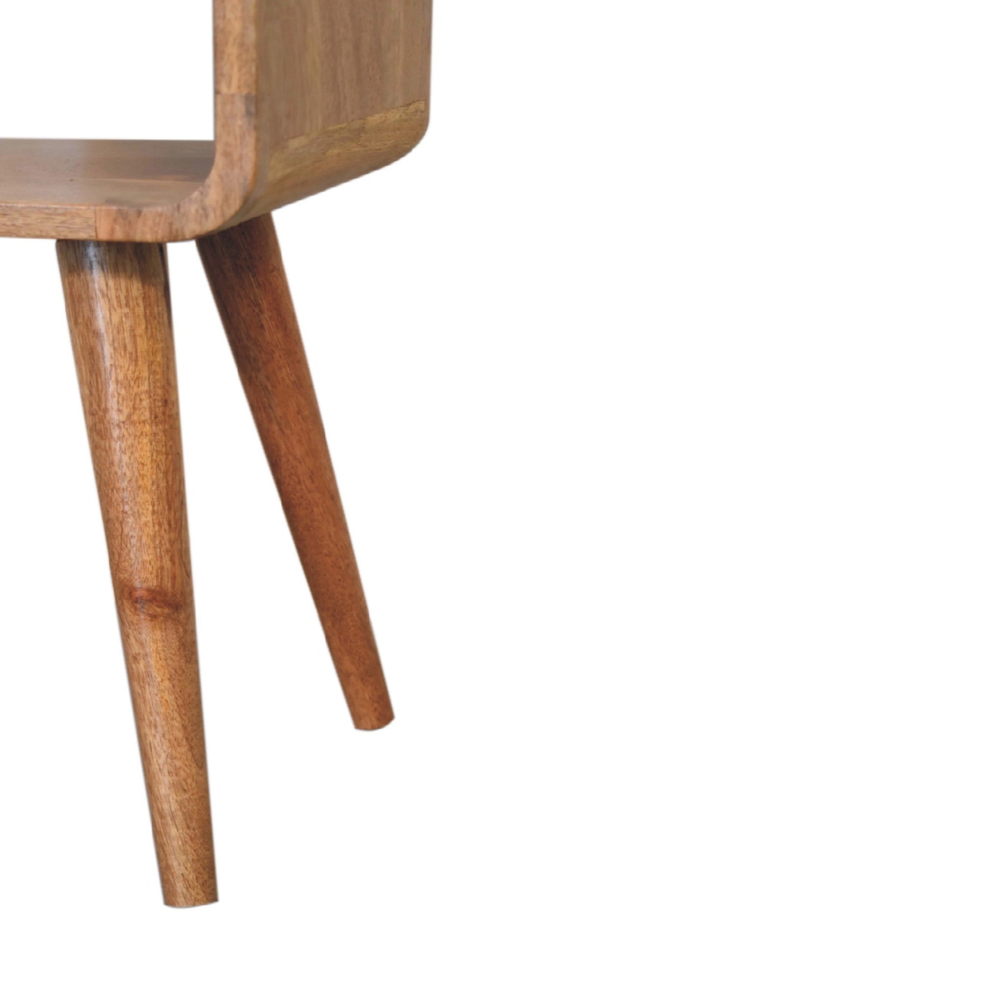 Solid Wood Mini Bedside, Curved Open Slot, Light Brown