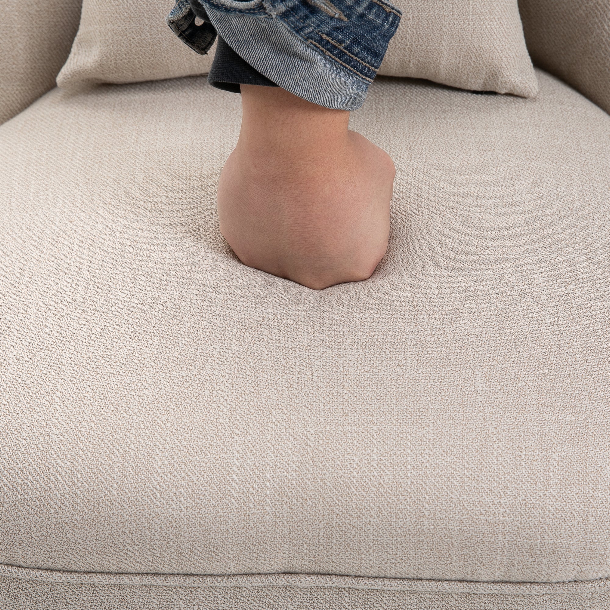 Recliner Chair, Back Cushion, Linen-Look, Cream White