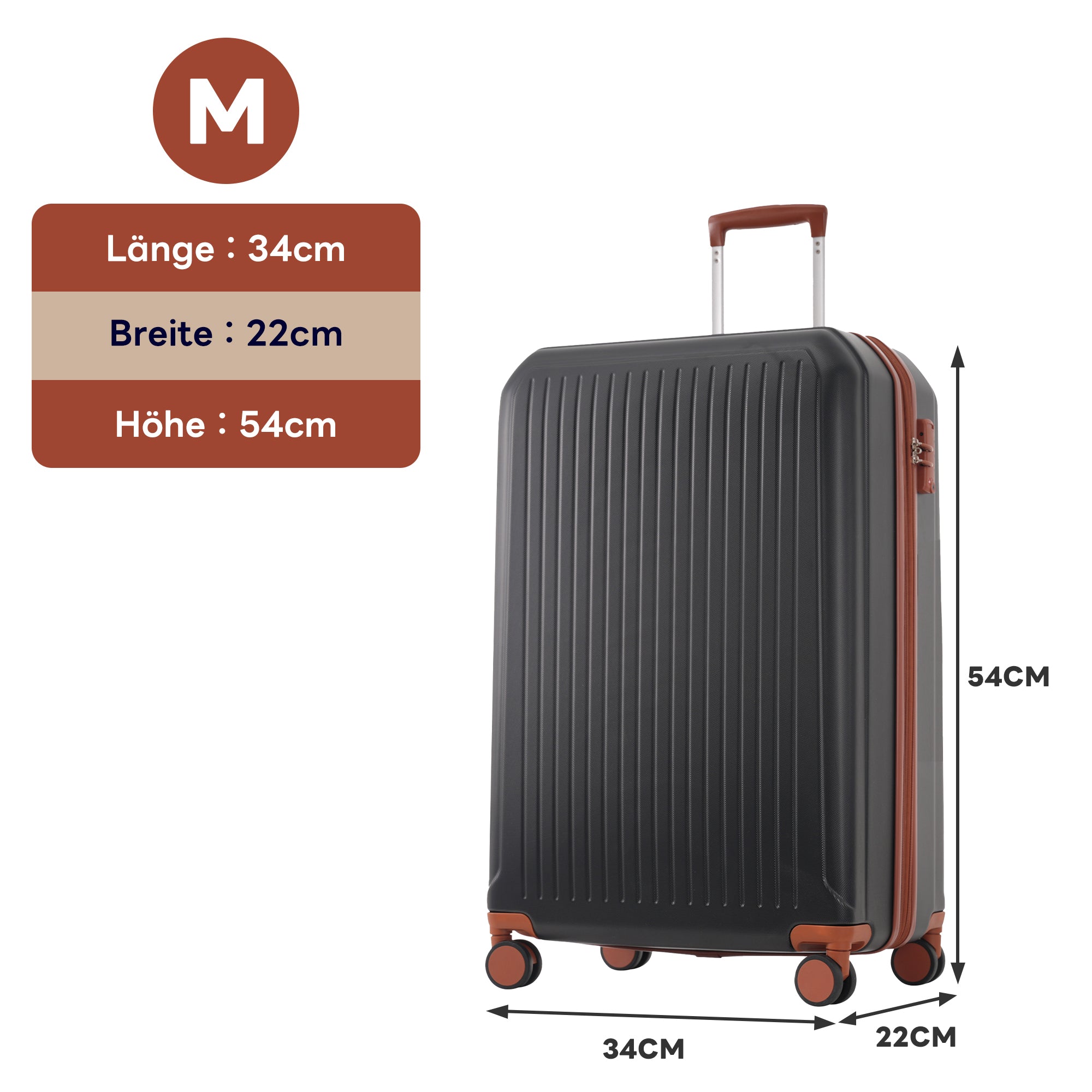 S&M&L&XL Luggage Set Hard Shell 360° Double Wheels TSA Lock Metal Handles