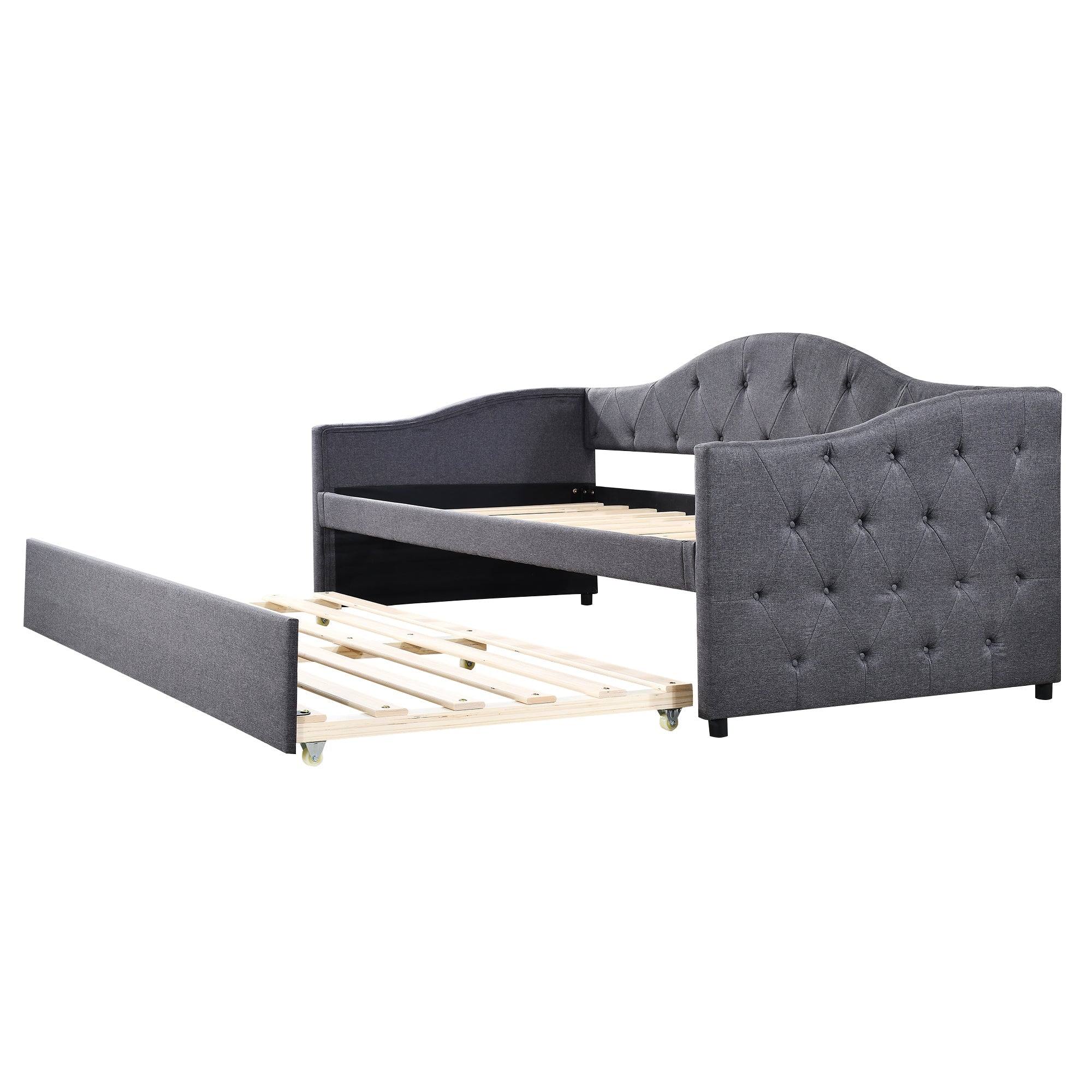Daybed Sofa Bed 90x200cm Pull-out Bed Minimalist - Linen Grey