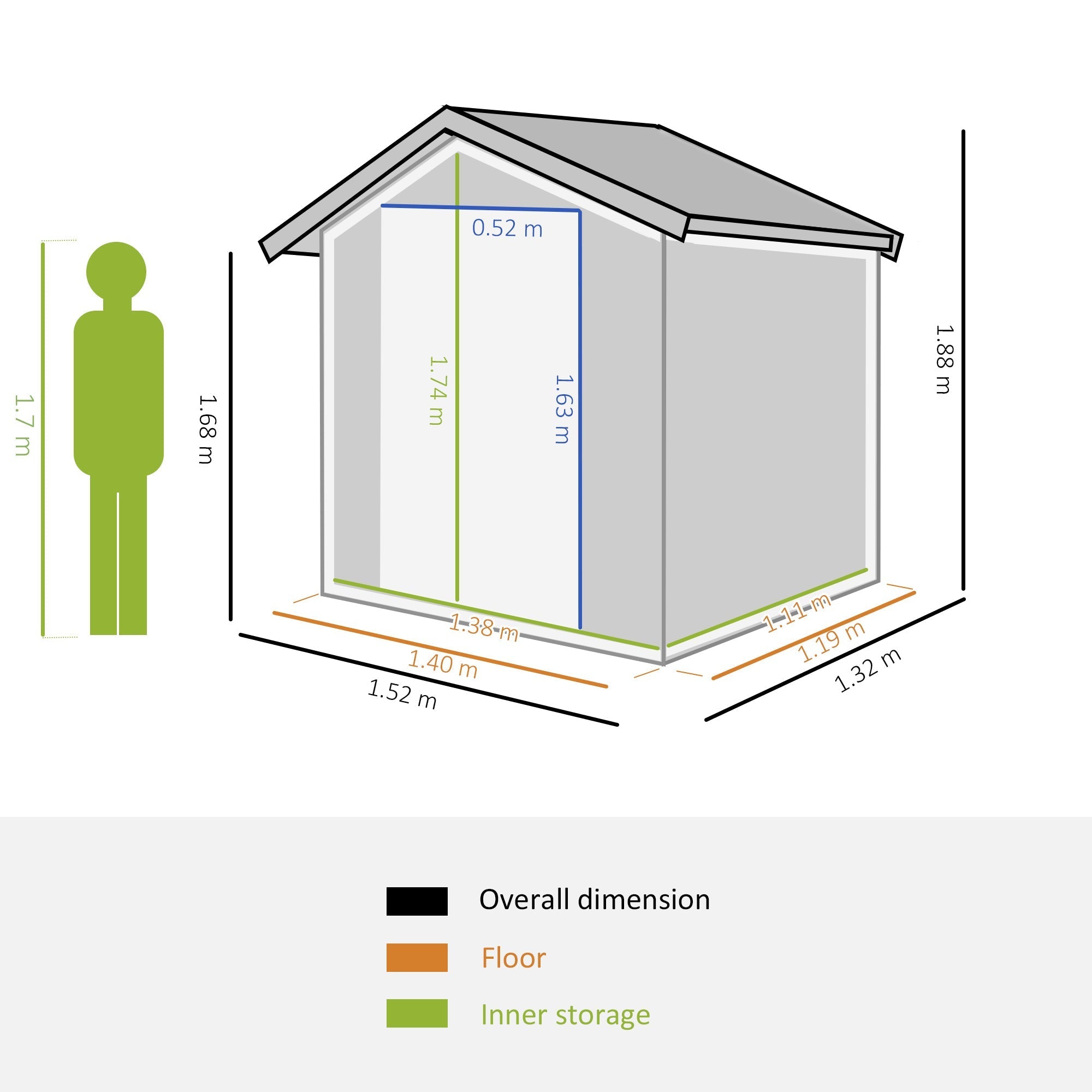 Garden Metal Tool Storage Shed with Sliding Door, Sloped Roof and Foundation Kit, Grey
