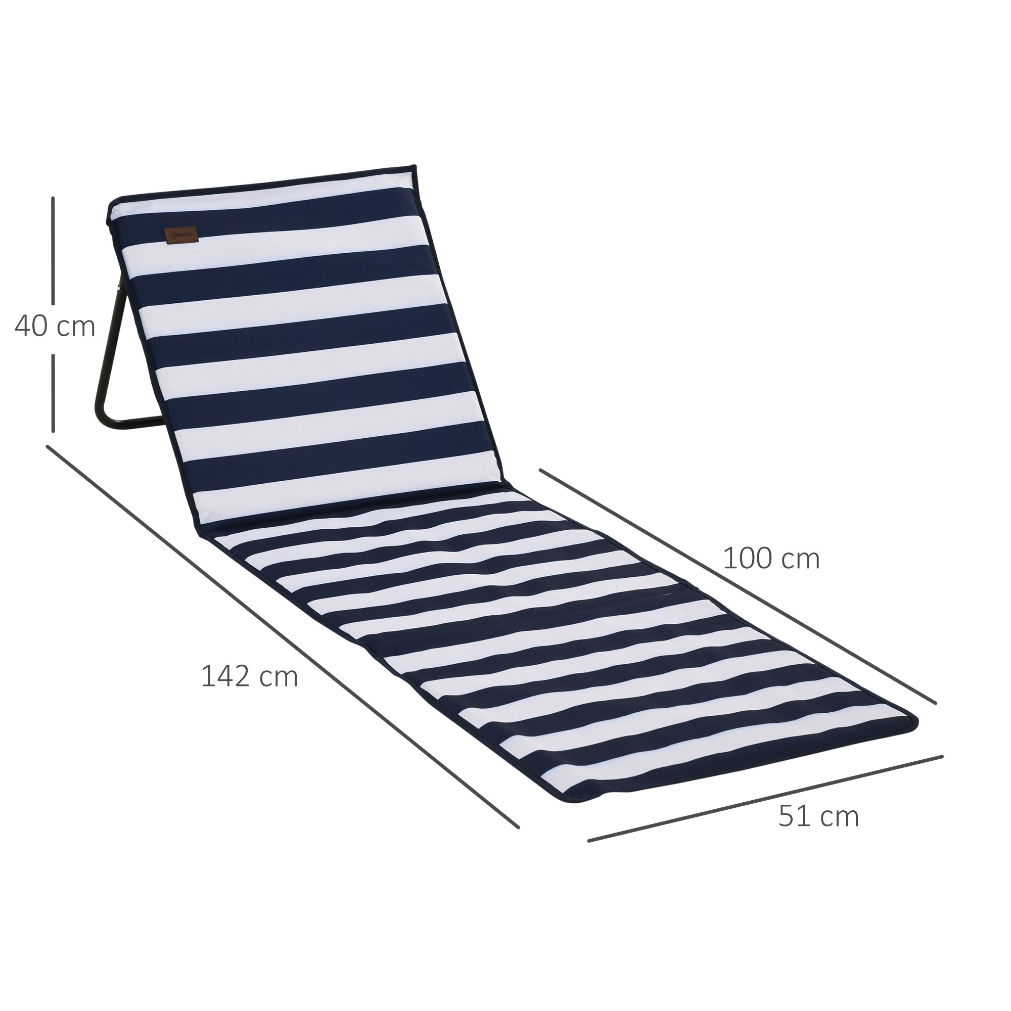 Beach Mat 2-Pack Foldable Adjustable with Carrying Bag Blue and White Oxford Fabric