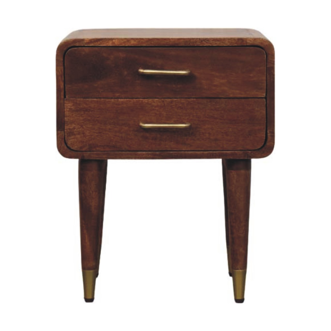 Astor 2-Drawer Nightstand, Solid Wood Brown