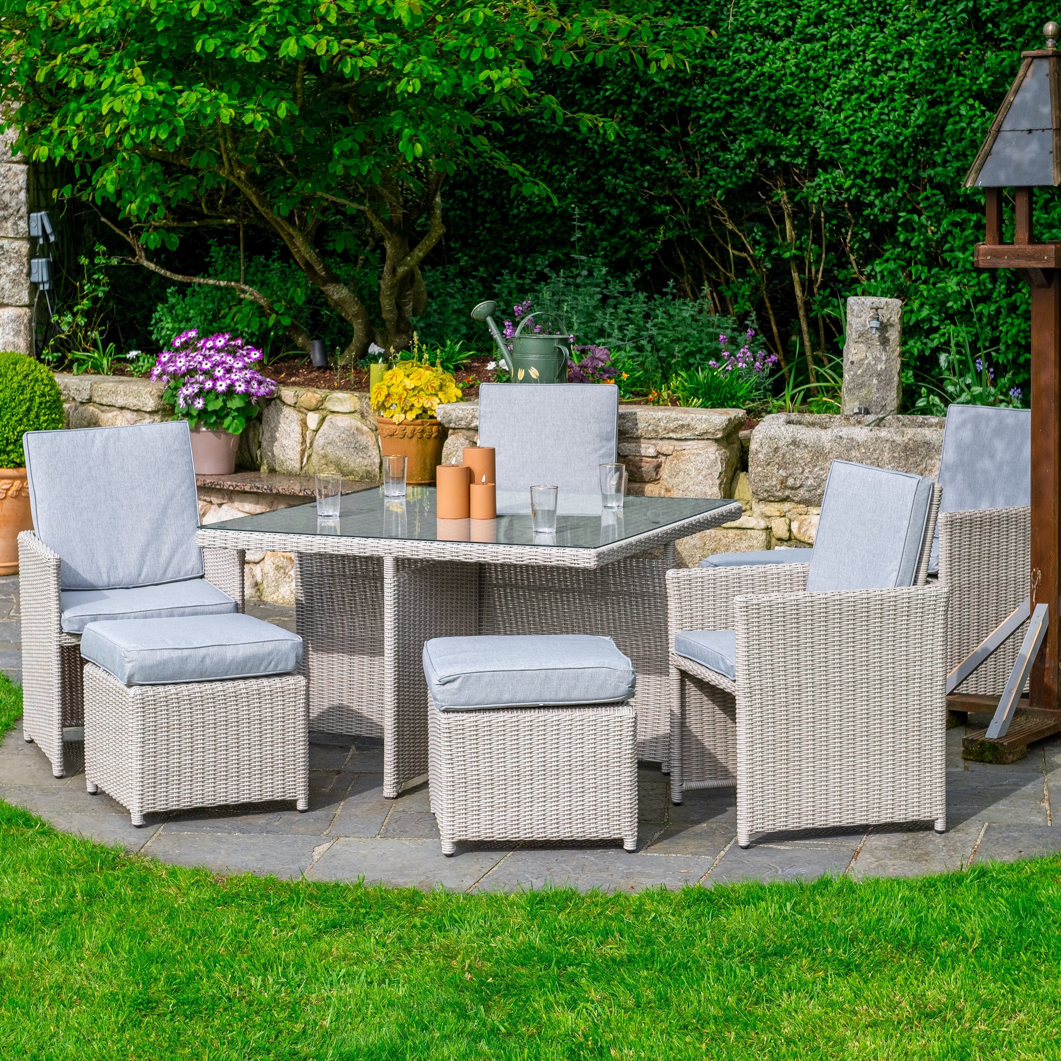 Sorrento - 4 Seater Cube Set (White Washed)