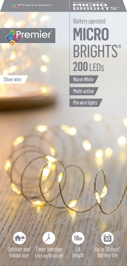 200 LED Battery Operated Micro Brights 10m LIT Length - Warm White - Rathwood Store