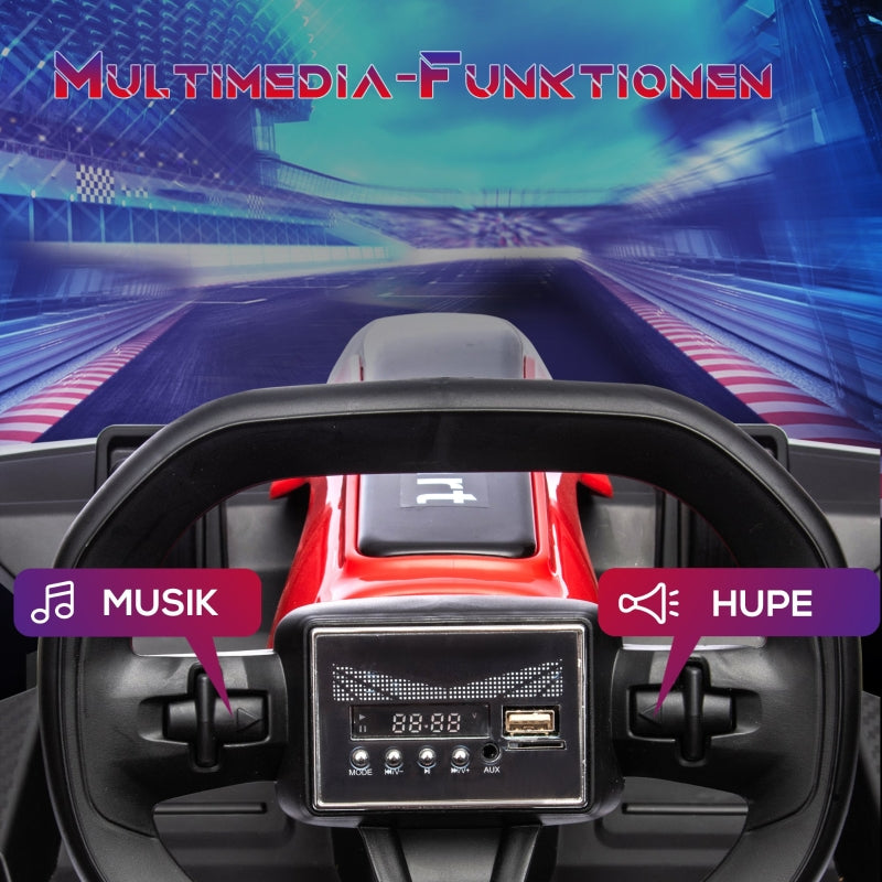 Children's Electric Go-Kart with Horn, Music and Adjustable Seat, Red