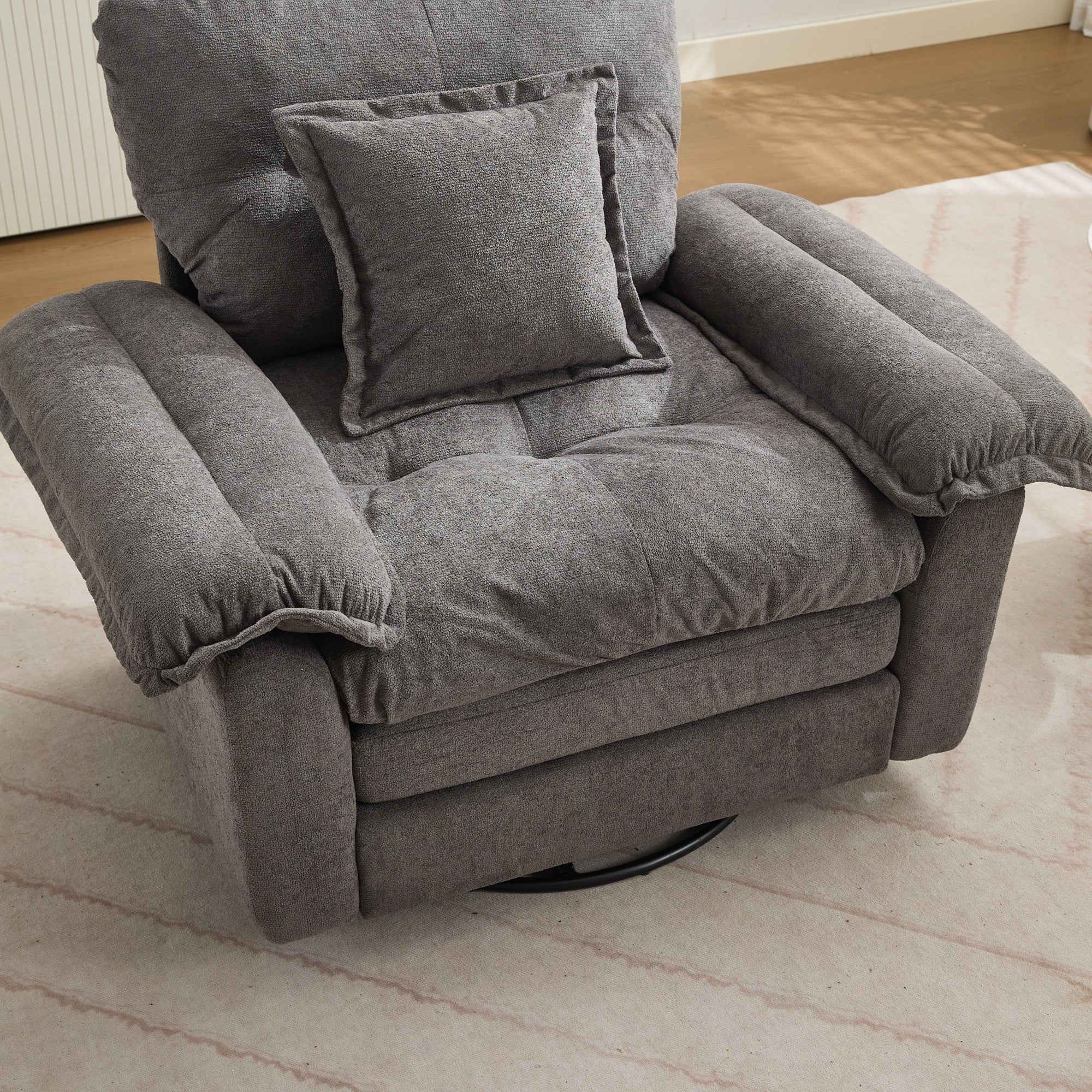 2-Piece Sofa Set with Single Sofa and Loveseat, Double-Layered Cushions and Pillows, Chenille