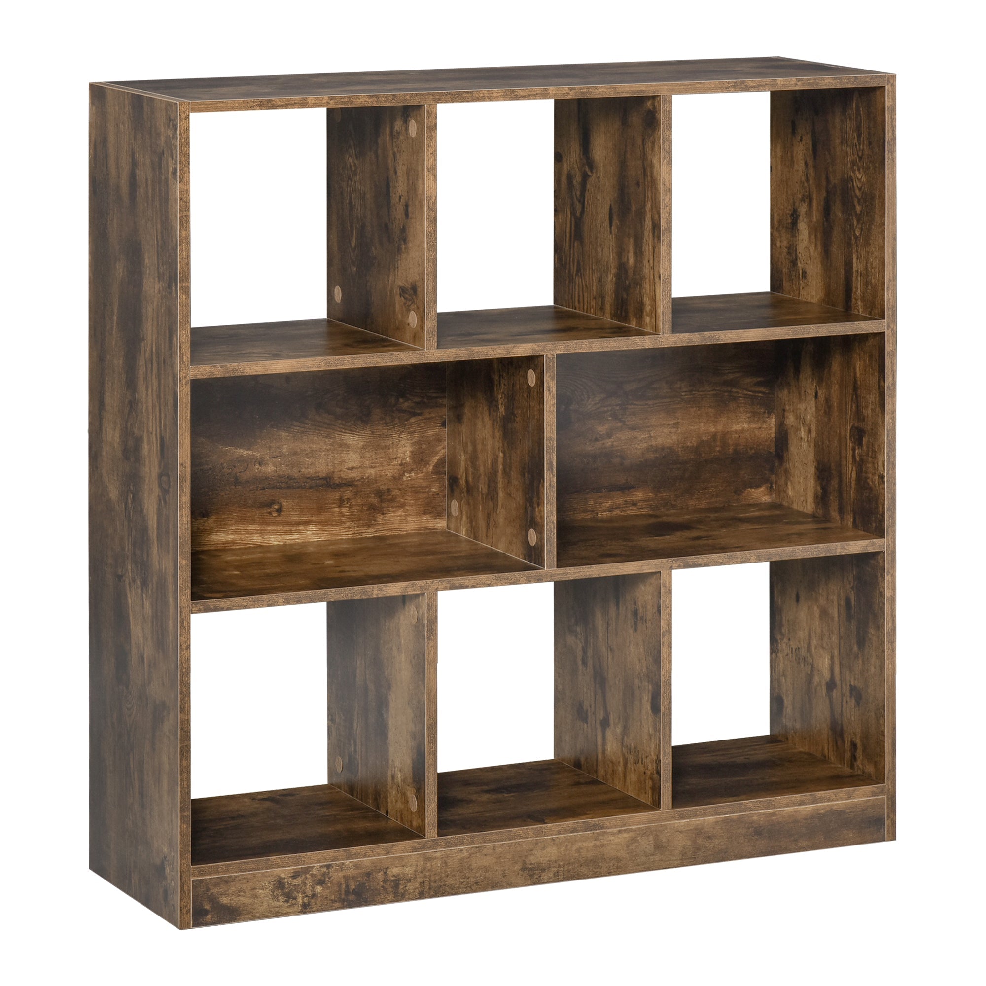 3-Tier Bookcase Storage Shelf Unit with Open Compartments, Rustic Brown