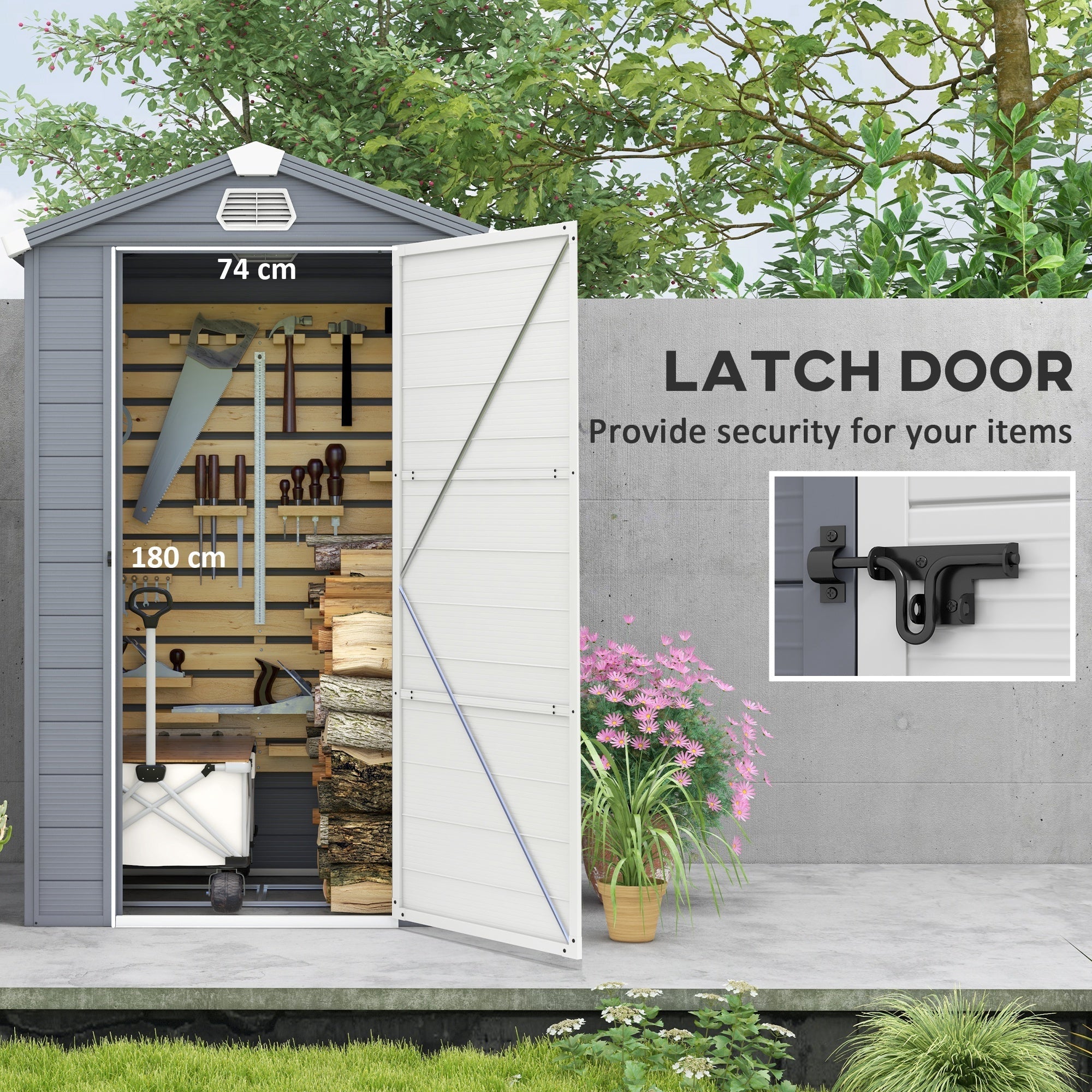 Aluminium Frame and Plastic Wall Shed, 4.4ft x 3.3ft with Foundation - Grey