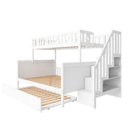 Children's Bunk Bed with Storage and Pull-out Bed, White