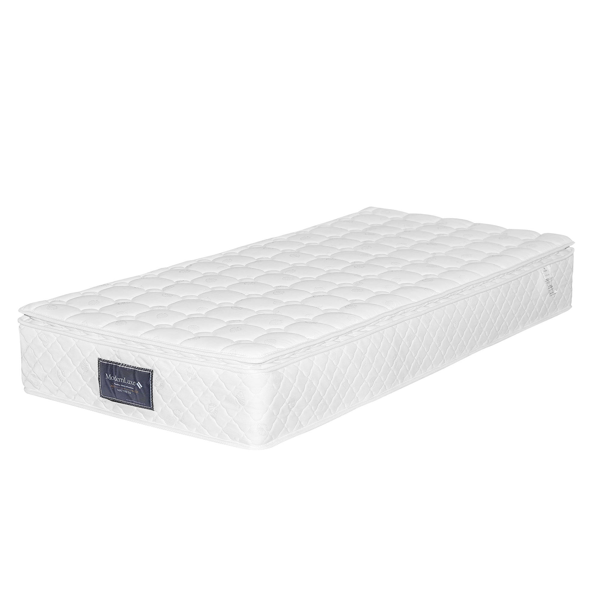 Upholstered Bed 90x200cm LED, 2 Drawers, Adjustable Headboard, Wooden Slats, Beige (with Mattress)