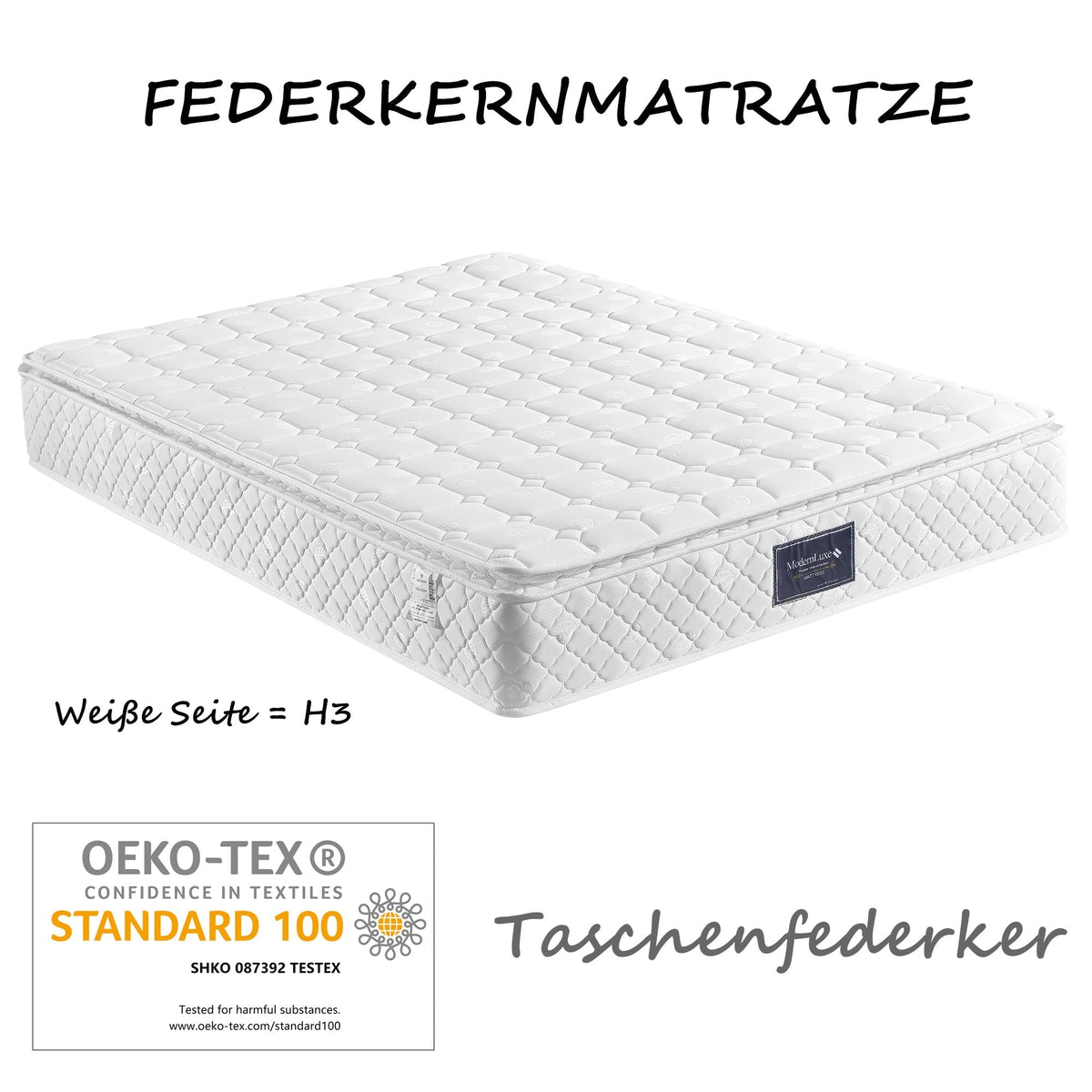 Double Upholstered Bed 140x200cm 4 Drawers Adjustable Headboard With Mattress - Natural