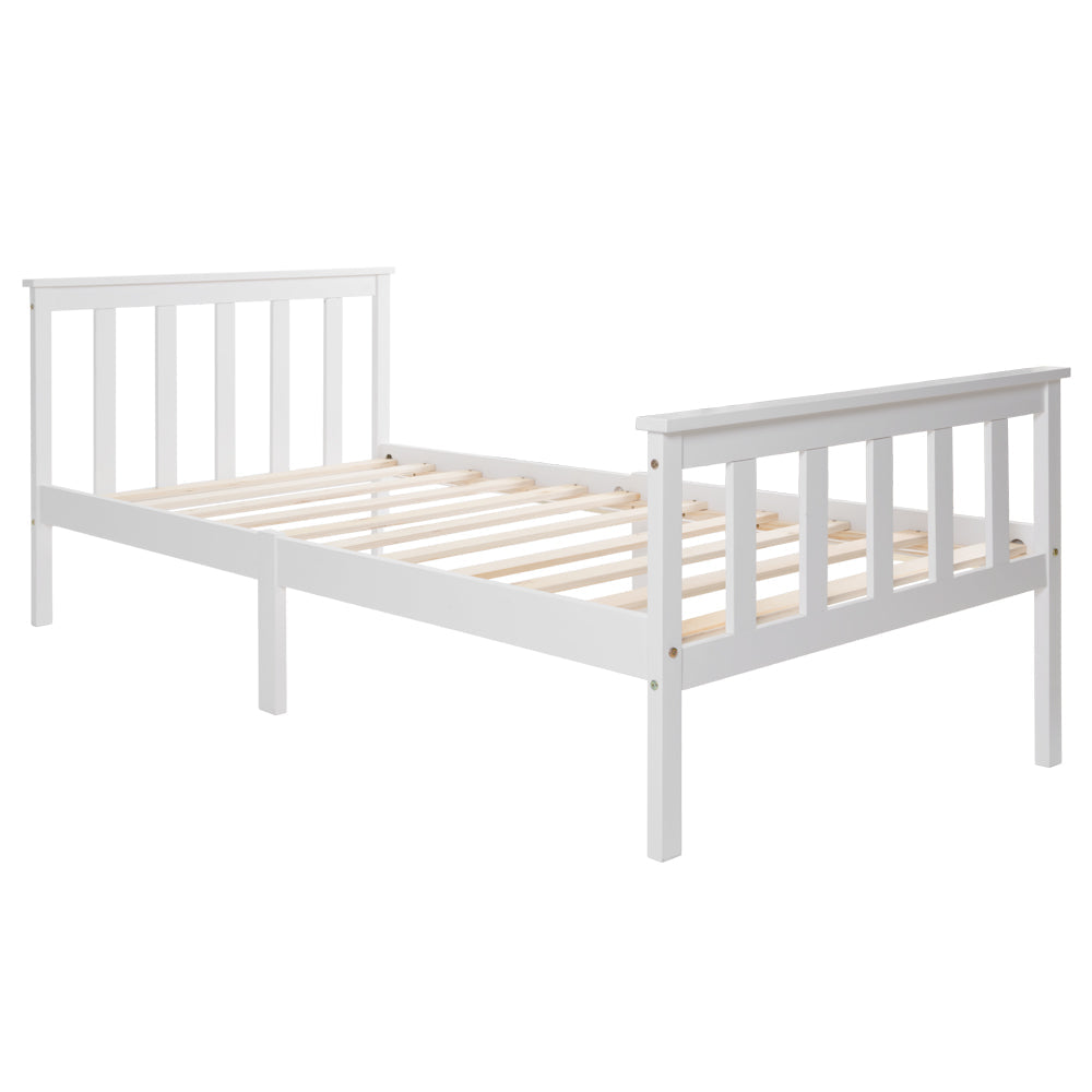 Single Bed White 3ft Solid Pine Wooden Bed Frame for Adults, Kids 190 x 90 cm (3FT)