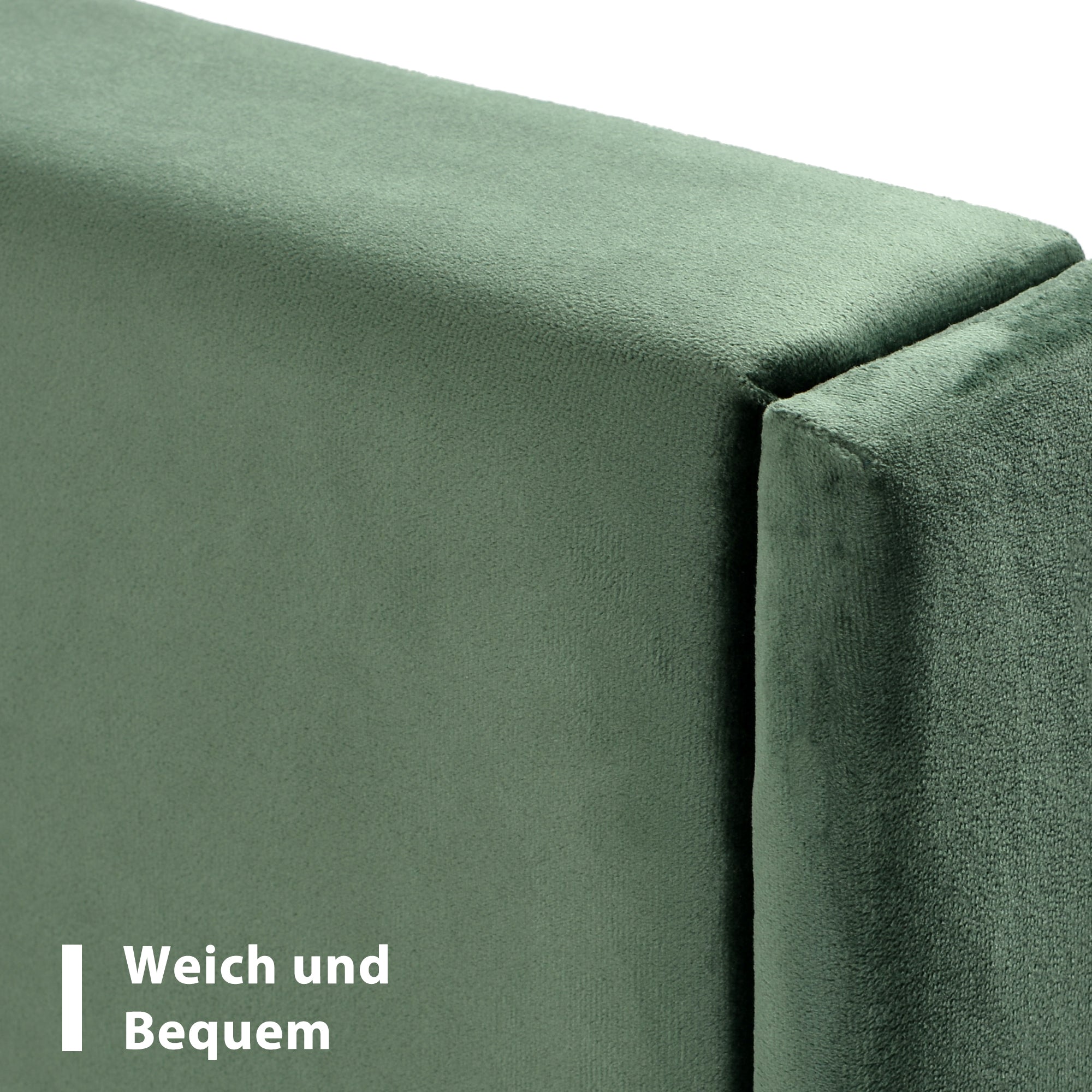 Upholstered Bed, 90 x 200 cm, Slatted Frame & Headboard, Velvet Dark Green