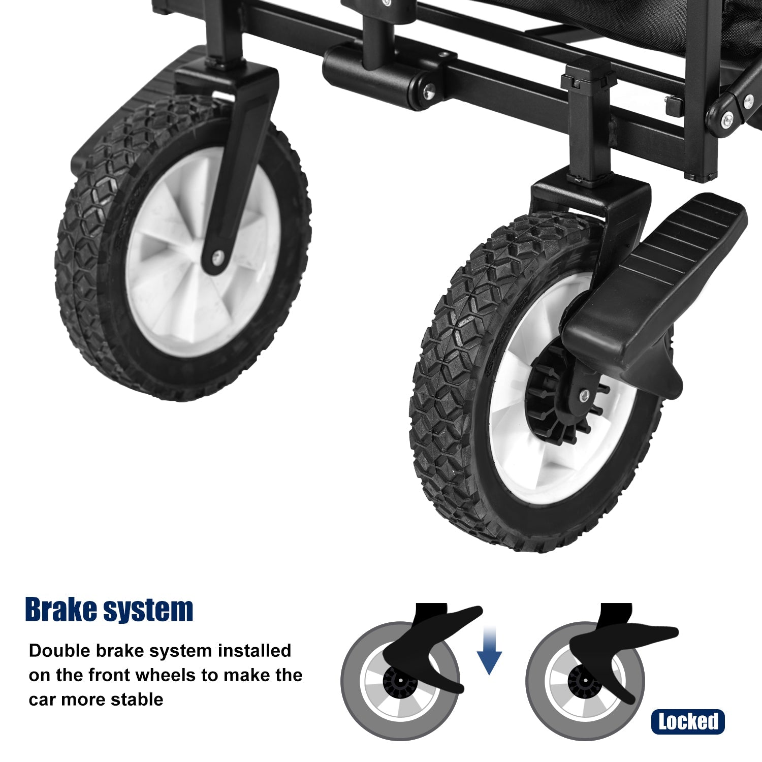 Garden Cart: Removable Canopy, Foldable Trolley Wagon, Front Cup Holder, Cooler Bag, Push Pull Handle, Hand Truck (Black)