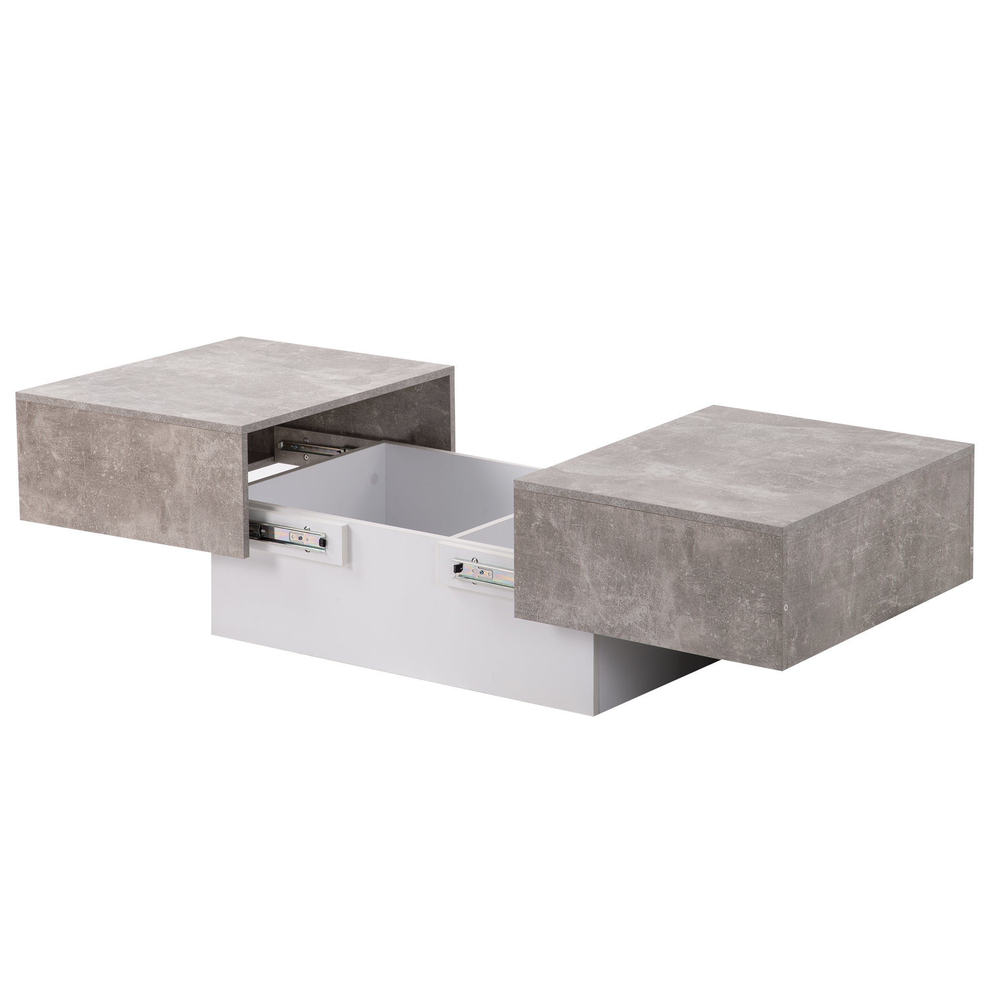 Universal Sofa Table, High Gloss with Extendable Table and Storage Space (Gray)