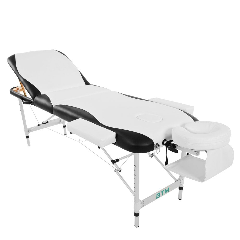 Massage Table Couch Bed: Portable Folded 3 Section with Premium PU Leather and 5cm High-Density Multi-Layer Foam, Aluminium