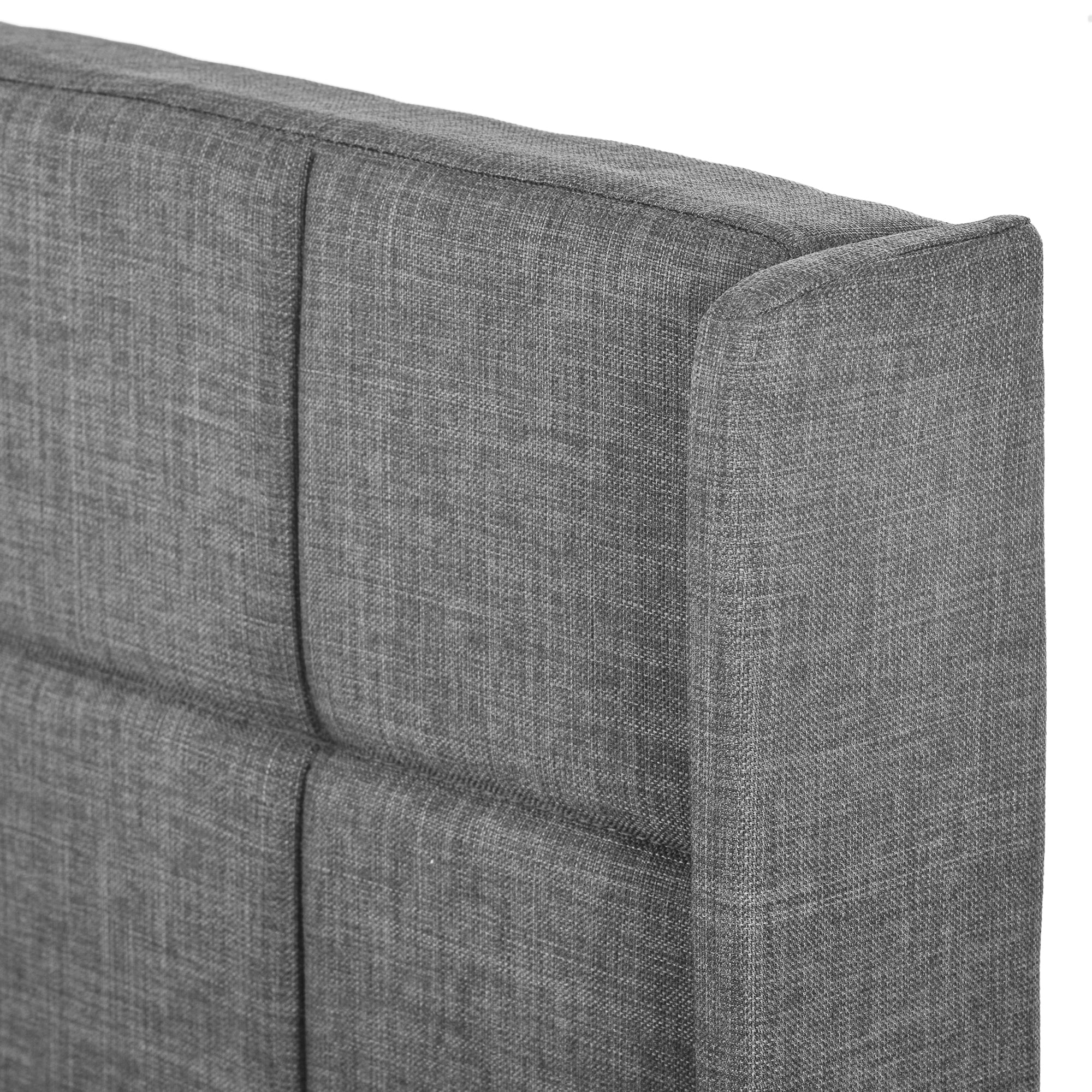 Upholstered Bed, Double with Slatted Frame, 140x200cm, Grey Linen (with Spring Mattress)