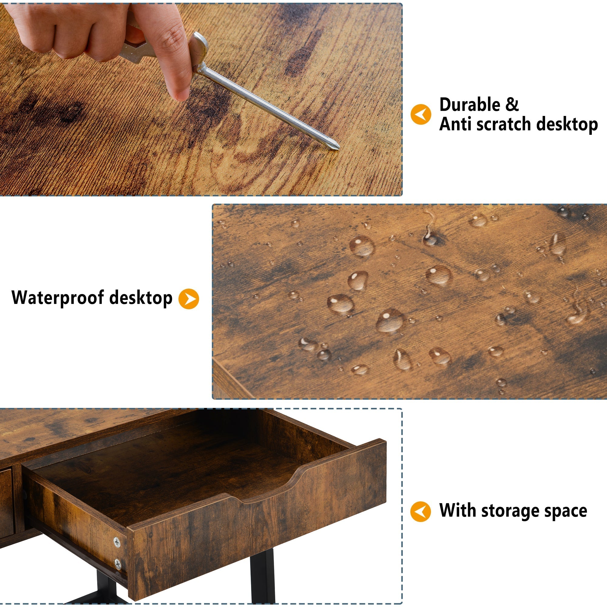 Computer Desk Dressing Table with 2 Drawers Industrial Design