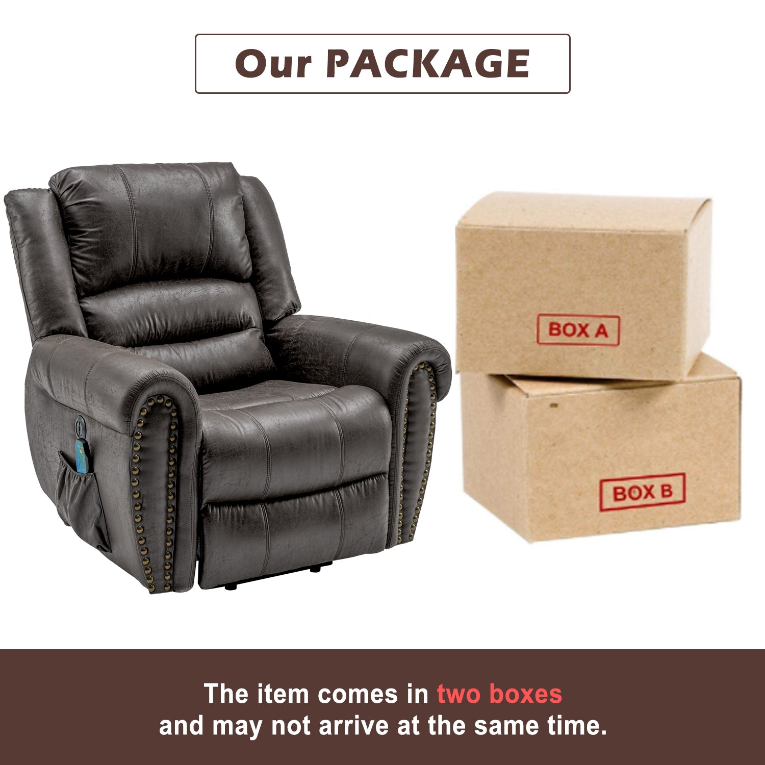 Power Lift Recliner Chair with Massage, Heat, and USB Port, Heavy Duty Electric Faux Leather