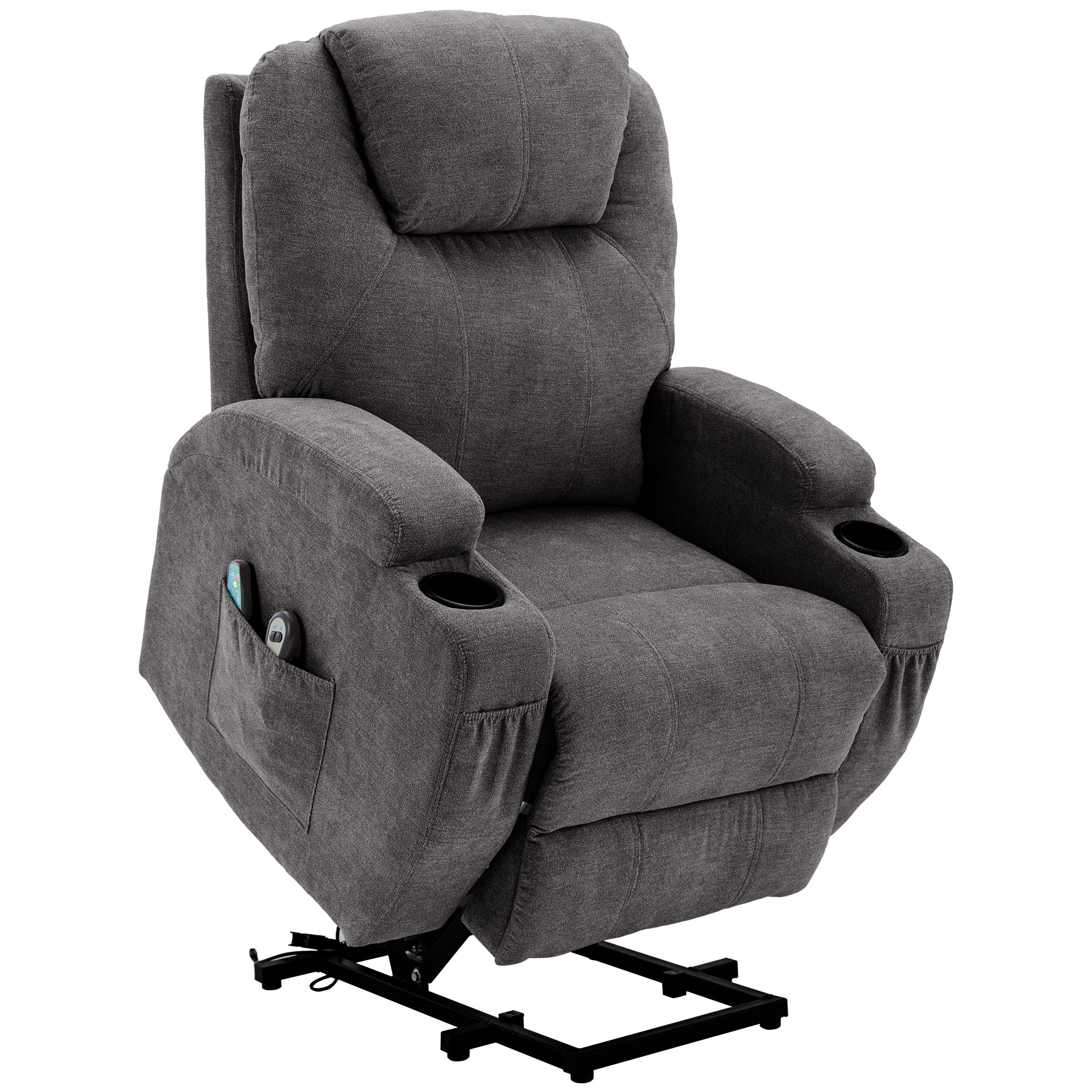 Power Lift Recliner Chair, Electric with Heat and Massage, Fabric