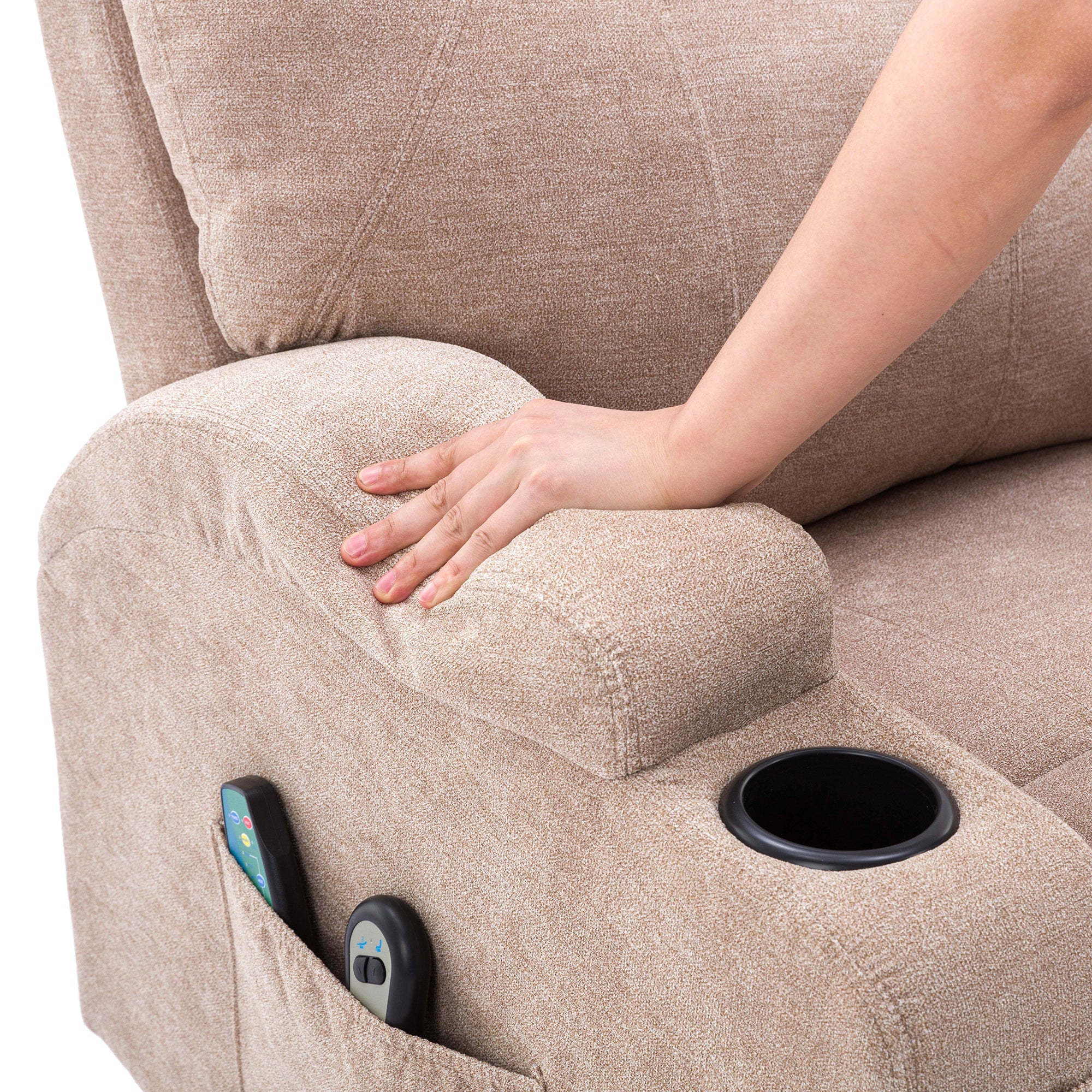 Power Lift Recliner Chair, Electric with Heat, Massage, Cup Holders & Pockets, Fabric