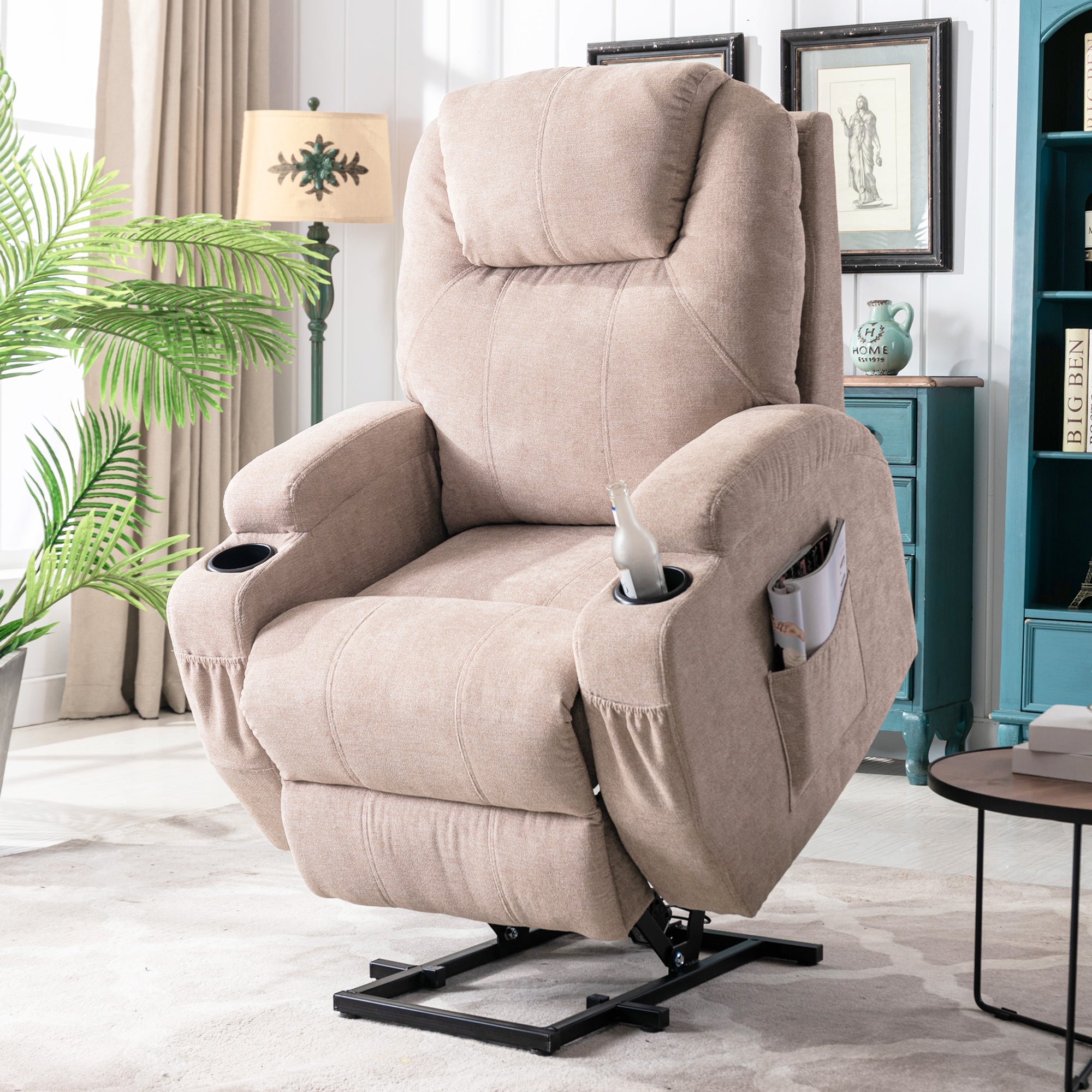 Power Lift Recliner Chair, Electric with Heat, Massage, Cup