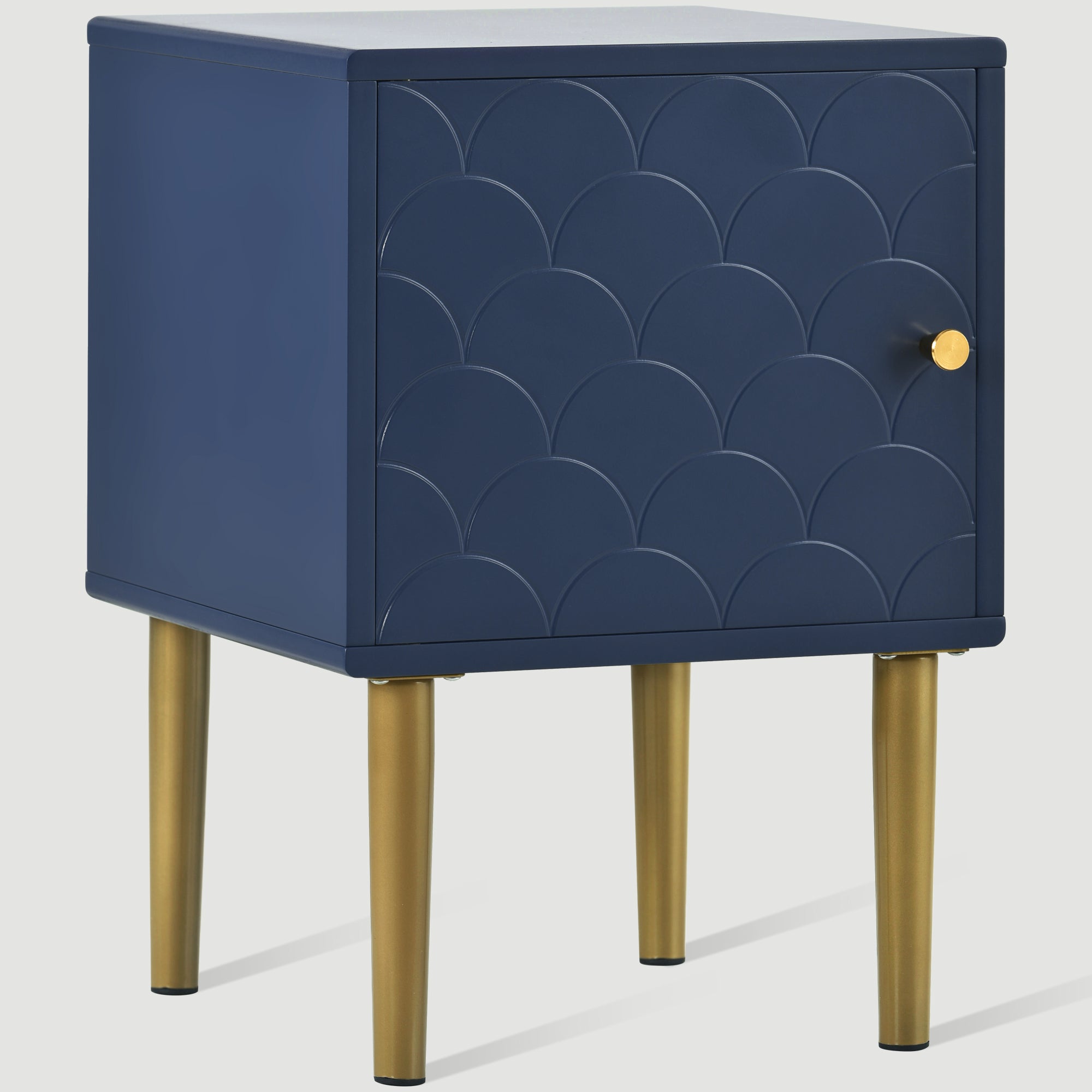 set of 2 bedside tables, nightstand side table, sofa table, h50/w35/d35 cm, navy blue