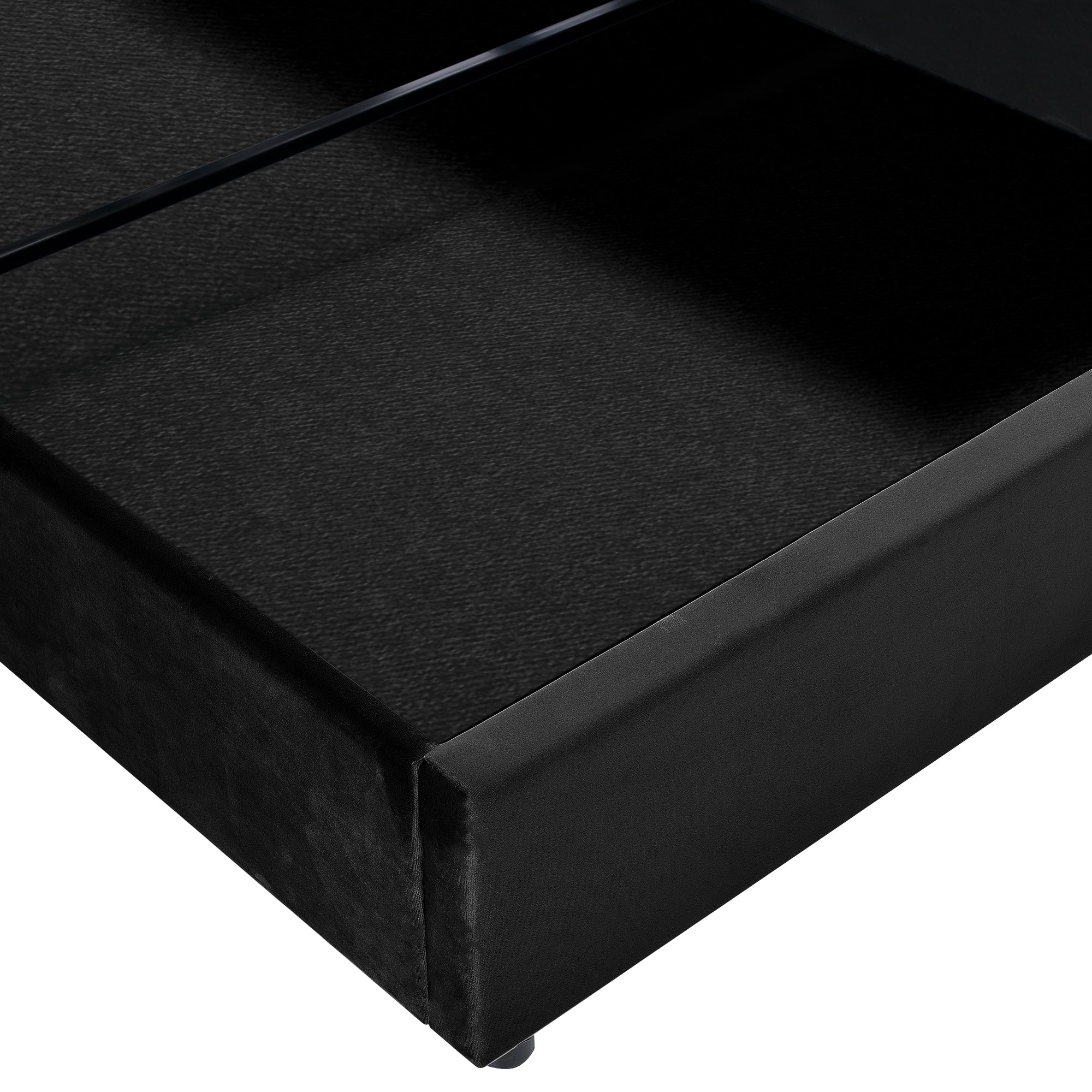 Hydraulic Double Upholstered Bed, 140x200cm, Adjustable Headboard, Velvet, Black