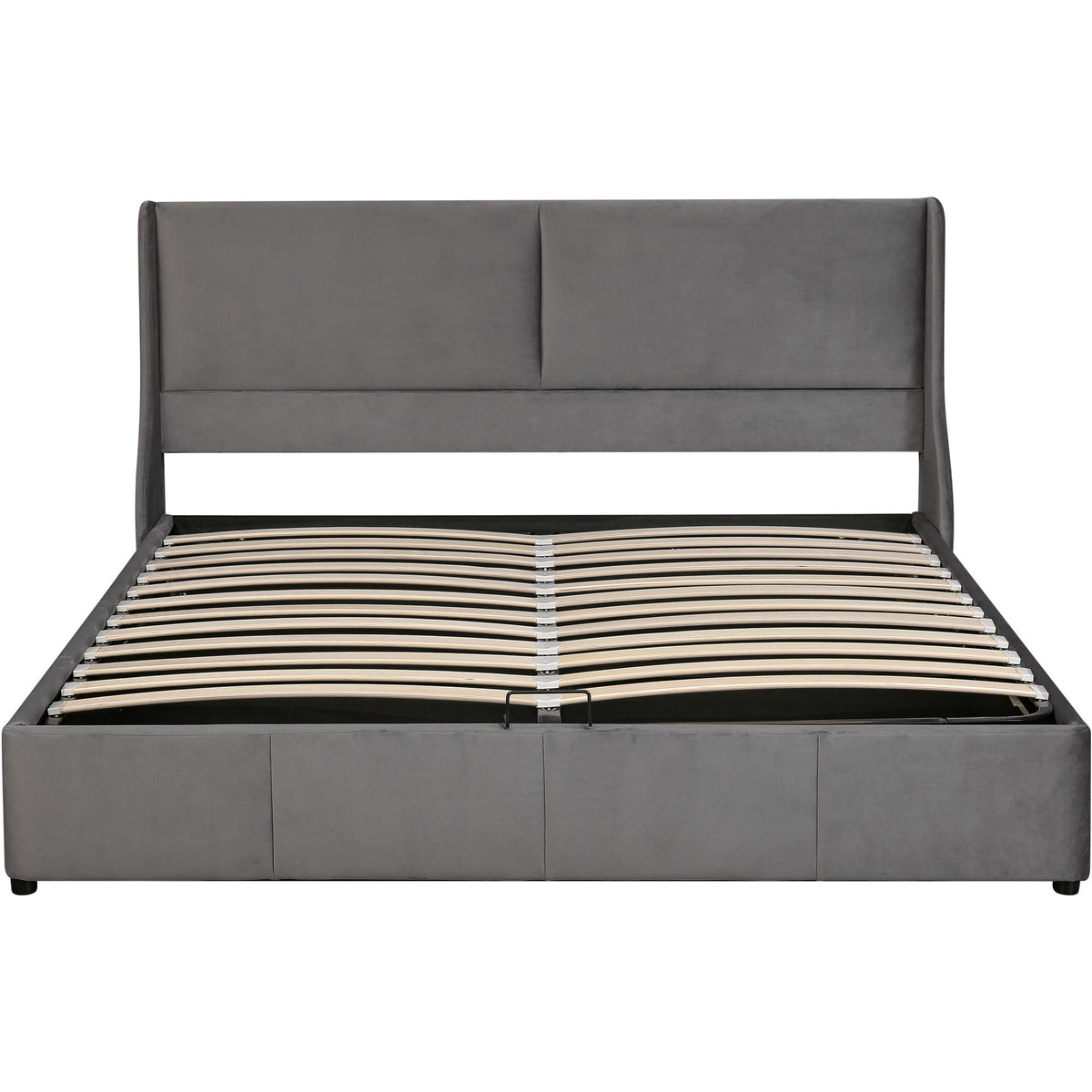 Upholstered Double Bed 180x200 Hydraulic Storage Ear-Shape Headboard - Grey