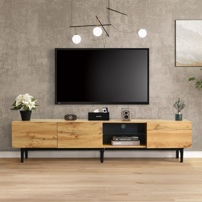 Modern TV Cabinet, Wood Grain with Variable LED Lights