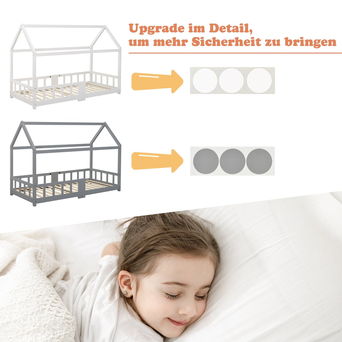 Children's House Bed 90x200cm Chalkboard Slatted Base Safety Rail Pine Wood, Grey